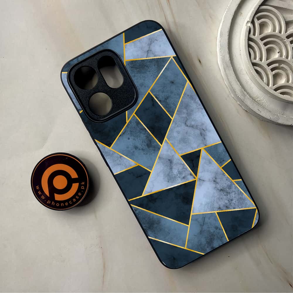 Oppo Reno 14F - Geometric Marble Series - Premium Metal Printed Soft Bumper Shockproof Case