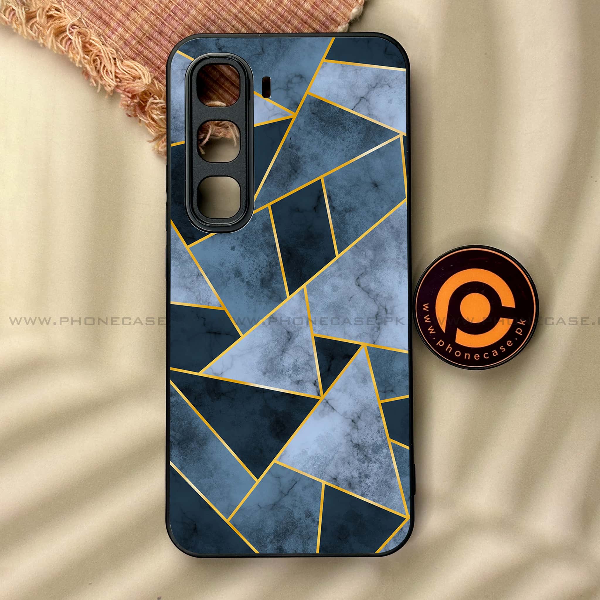 Infinix Hot 60 Pro - Geometric Marble Series - Premium Metal Printed soft Bumper shock Proof Case