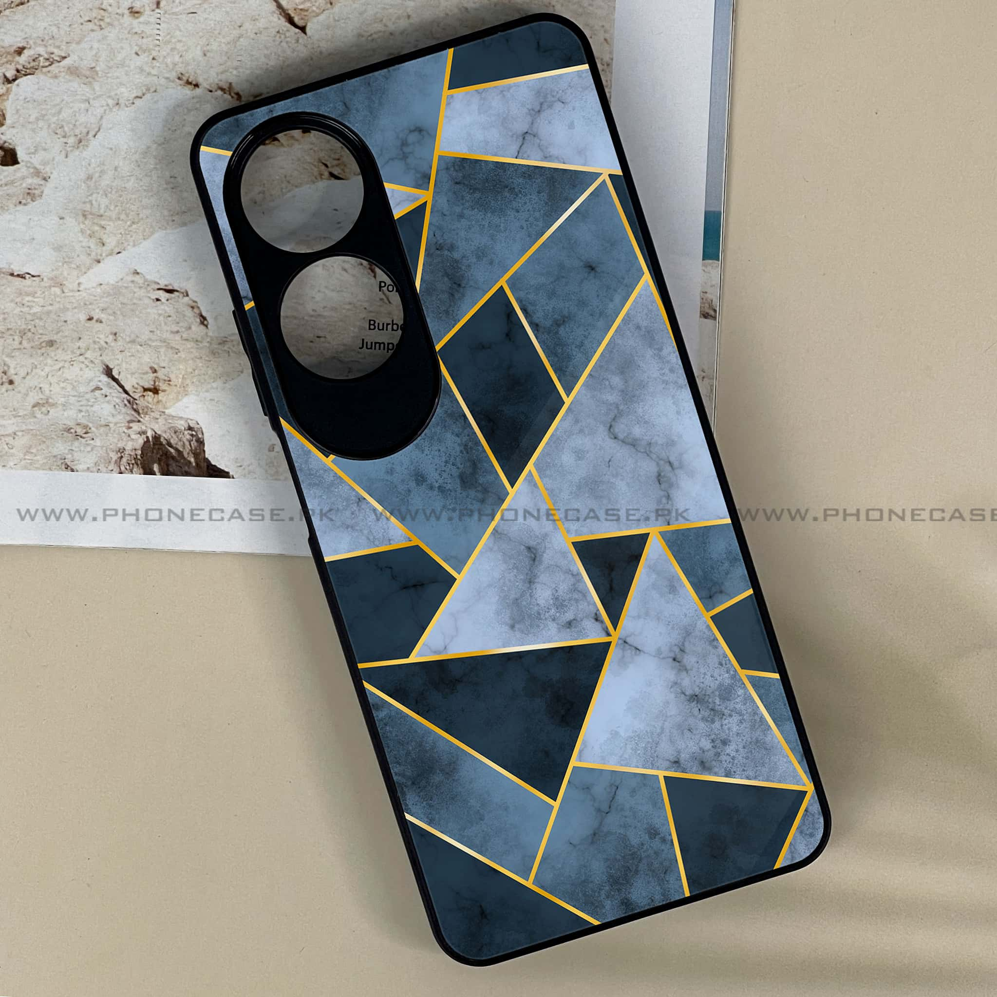 Oppo A60 - Geometric Marble Series - Premium Printed Metal soft Bumper shock Proof Case