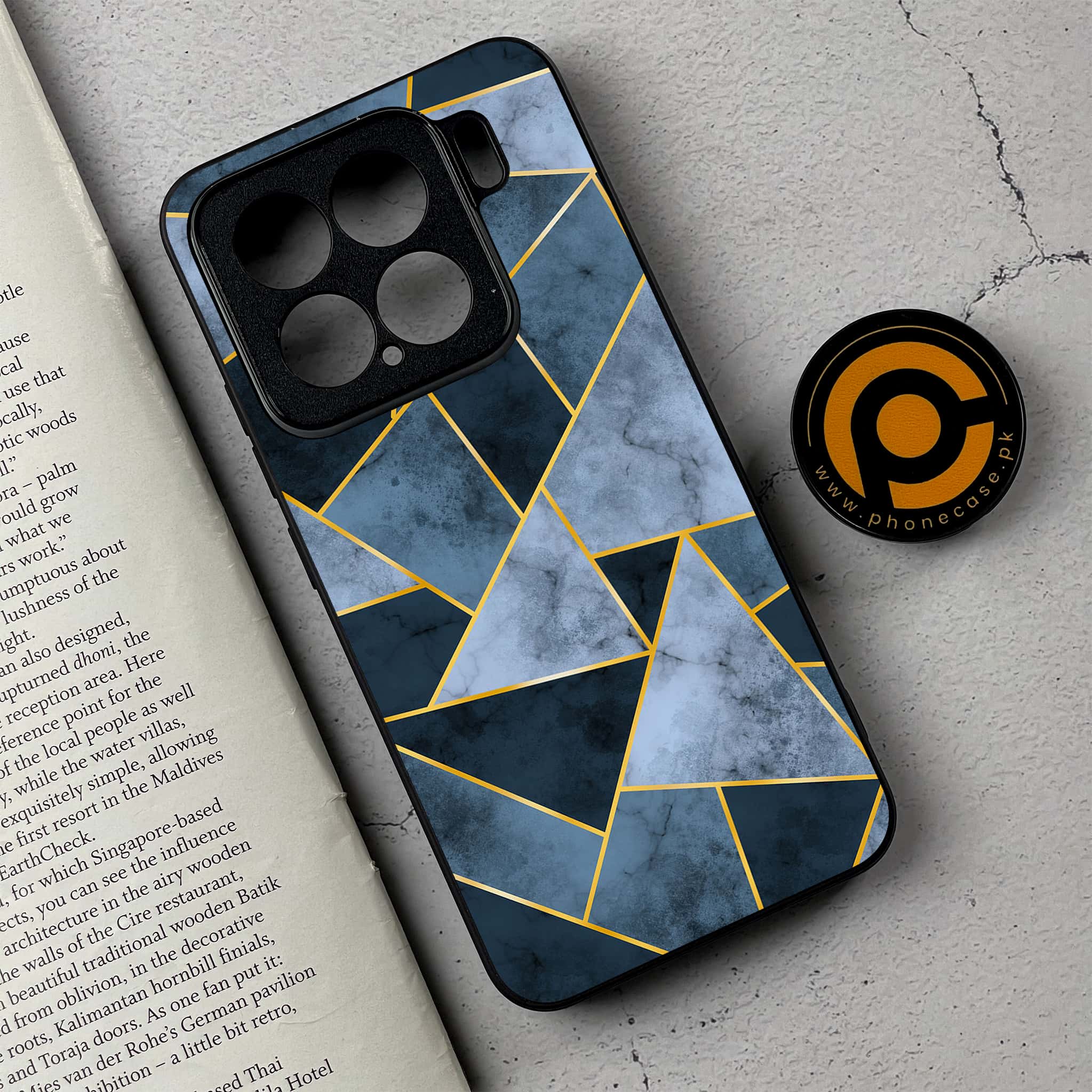 Xiaomi 15 - Geometric Marble Series - Premium Metal Printed soft Bumper shock Proof Case
