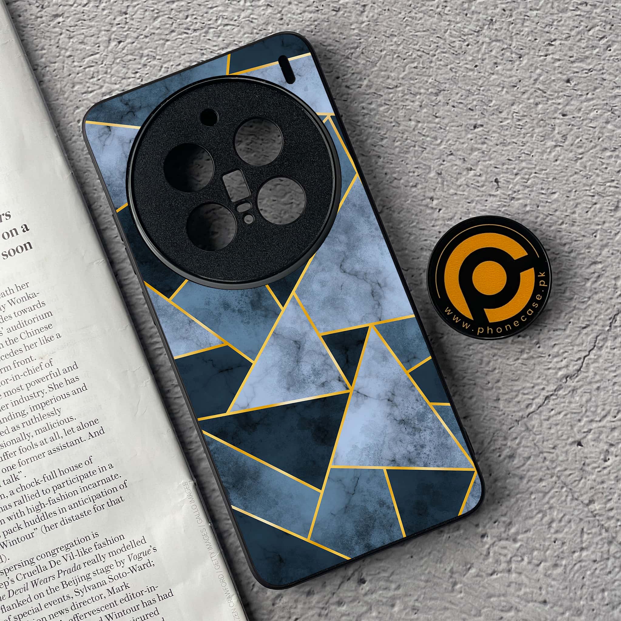 Vivo X200 Pro - Geometric Marble Series - Premium Metal  Printed soft Bumper shock Proof Case
