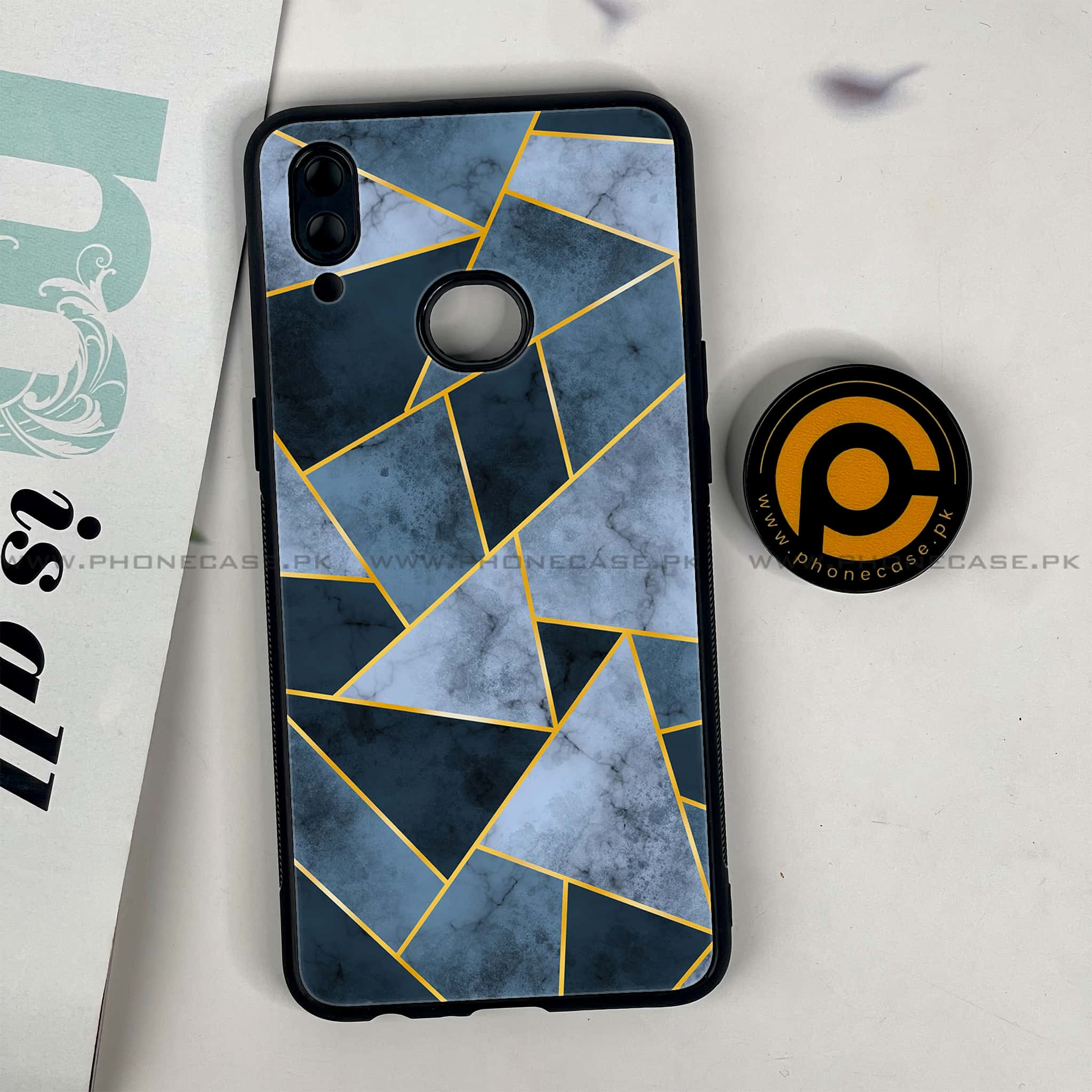 Galaxy A10s - Geometric Marble Series - Premium Printed Glass soft Bumper shock Proof Case