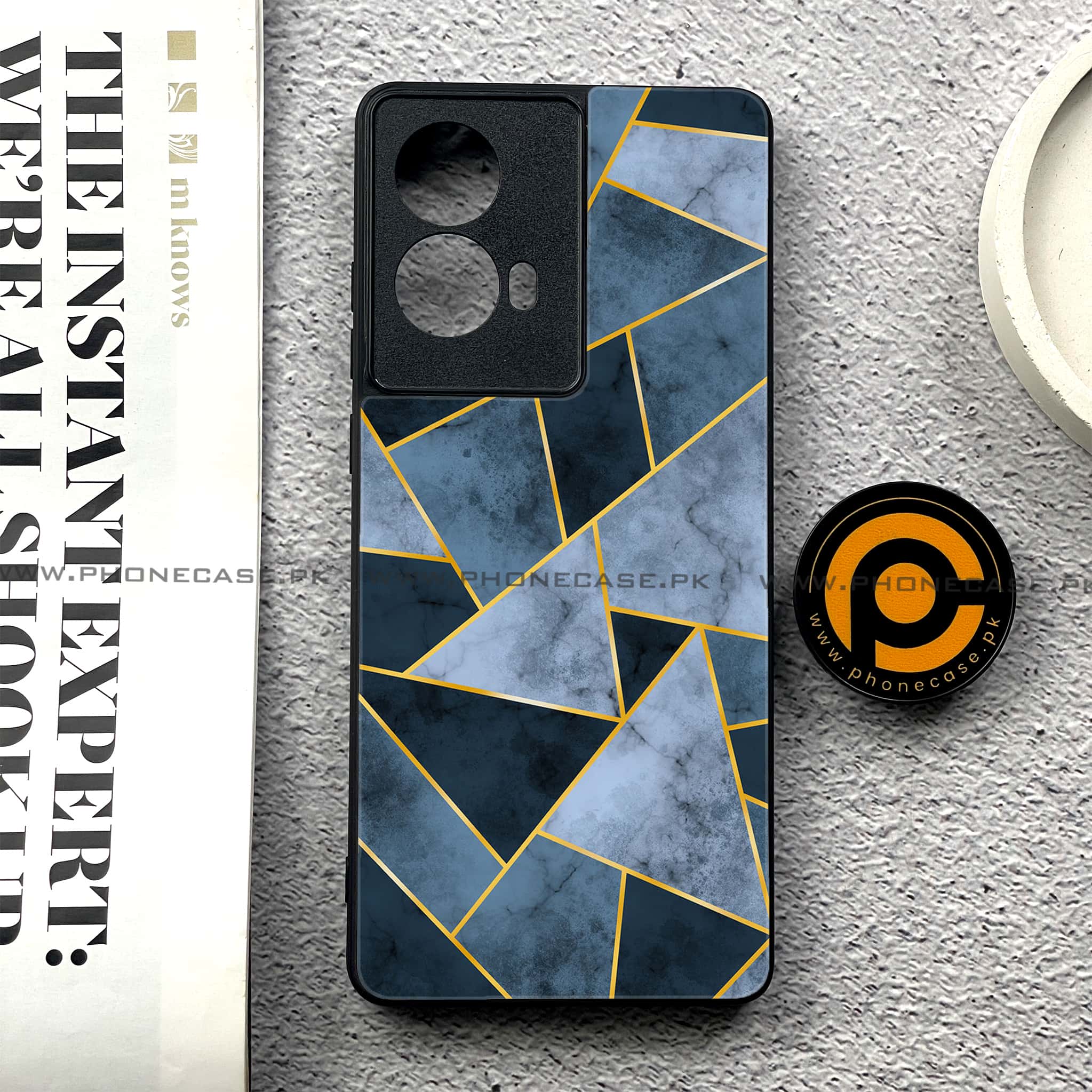 Moto G85 - Geometric Marble Series - Premium Printed Glass soft Bumper shock Proof Case