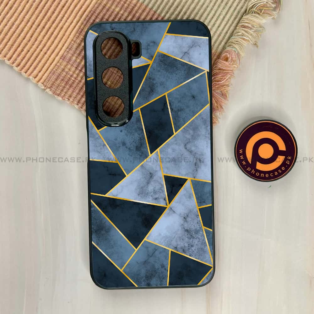 Infinix Hot 60i - Geometric Marble Series - Premium Metal Printed soft Bumper shock Proof Case
