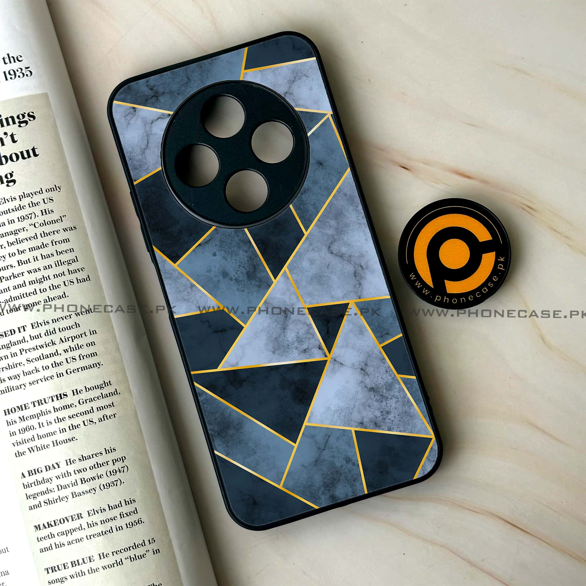 Tecno Spark 30C - Geometric Marble Series - Premium Printed Glass soft Bumper shock Proof Case