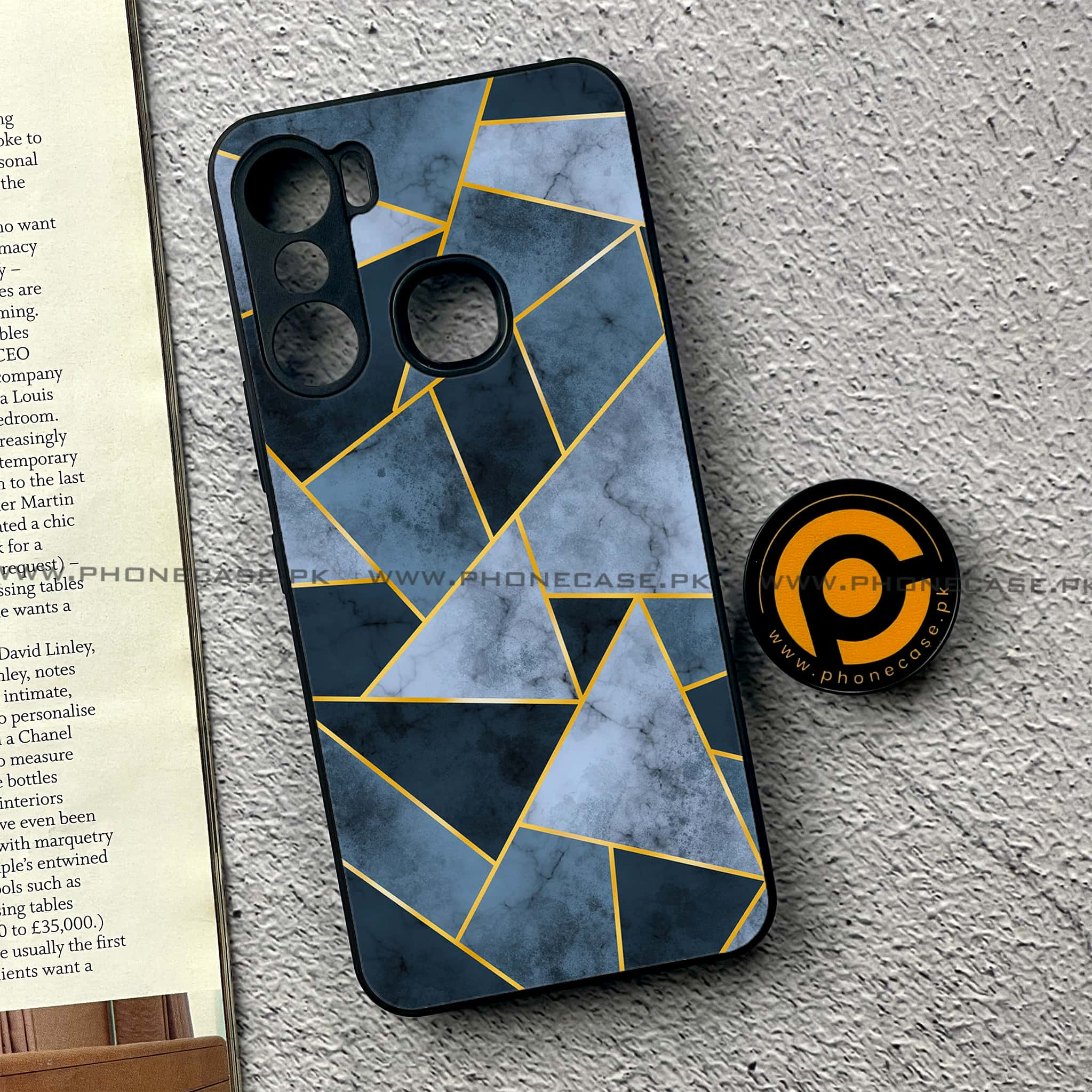 Infinix Hot 12 Pro - Geometric Marble Series - Premium Printed Glass soft Bumper shock Proof Case