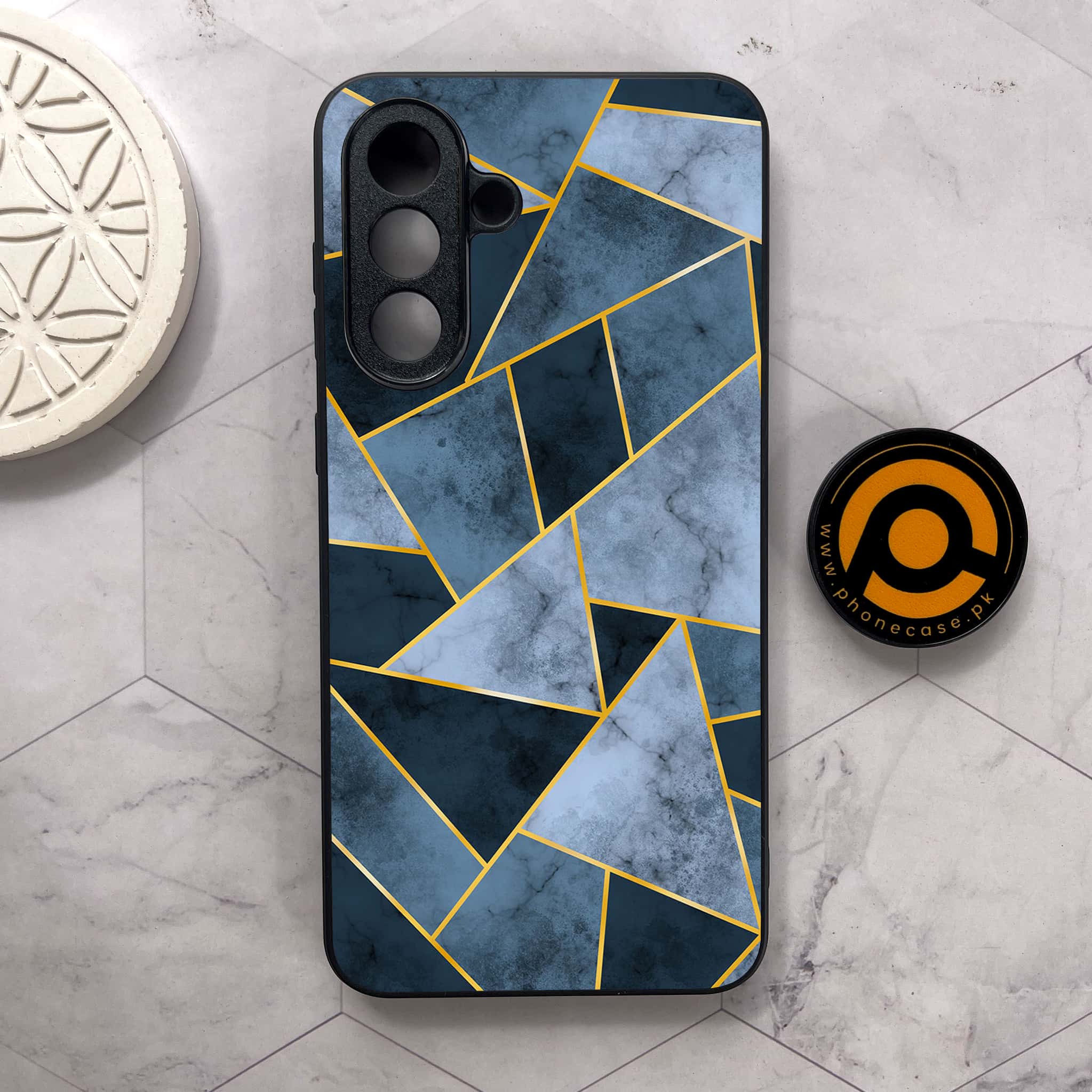 Samsung Galaxy A26 5G -   Geometric Marble Series - Premium Metal Printed soft Bumper shock Proof Case