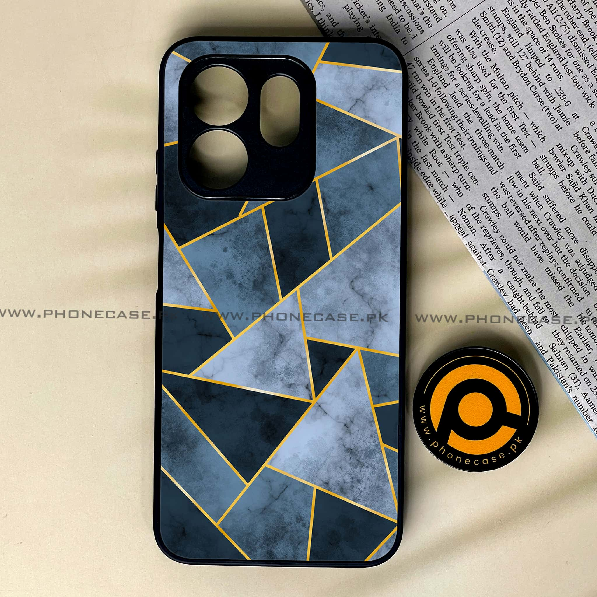 Infinix Hot 50i -  Geometric Marble Series - Premium Printed Glass soft Bumper shock Proof Case