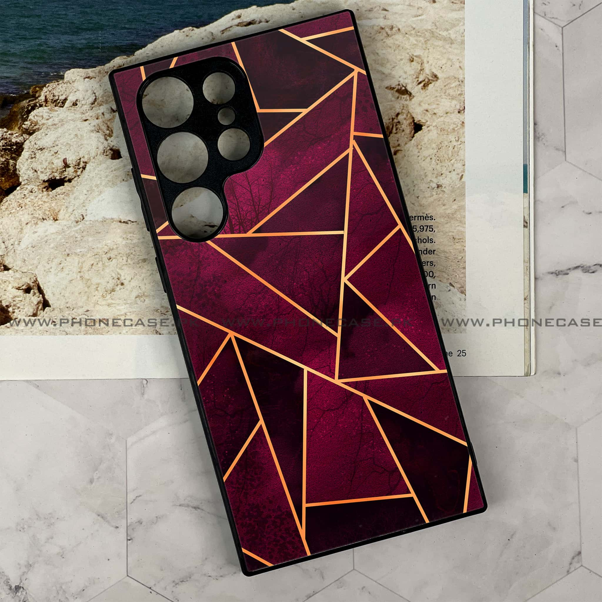 Samsung Galaxy S24 Ultra - Geometric Marble Series - Premium Printed Glass soft Bumper shock Proof Case