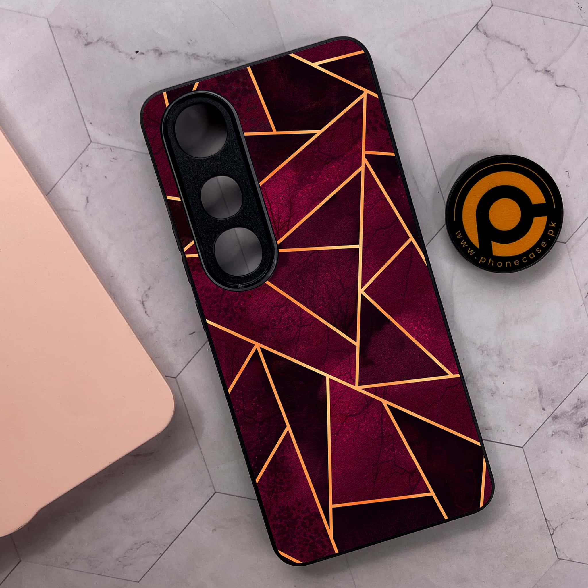 Vivo V50 Lite - Geometric Marble Series - Premium Metal Printed soft Bumper shock Proof Case