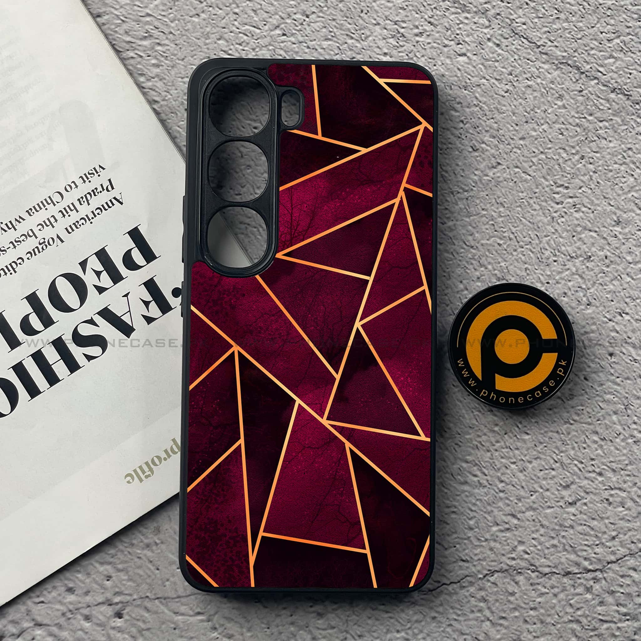 Vivo V40 Lite (IDN) - Geometric Marble Series - Premium Metal Printed soft Bumper Shock Proof Case