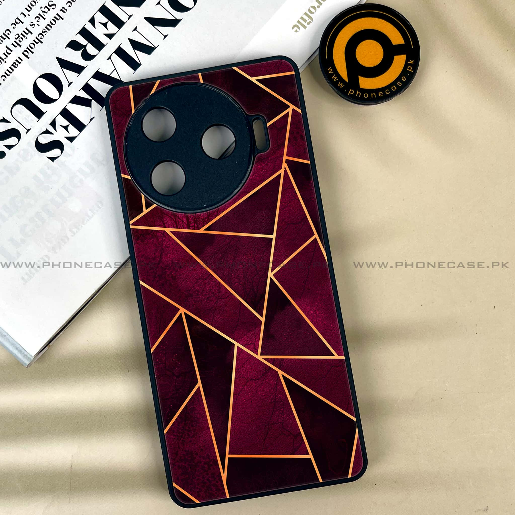 Tecno Camon 30 Pro - Geometric Marble Series - Premium Printed Glass soft Bumper shock Proof Case