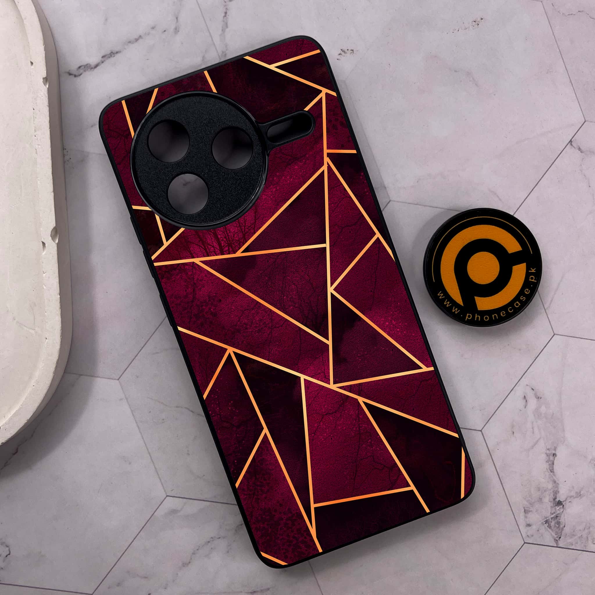 Xiaomi Poco F7 Pro 5G - Geometric Marble Series - Premium Metal Printed soft Bumper shock Proof Case