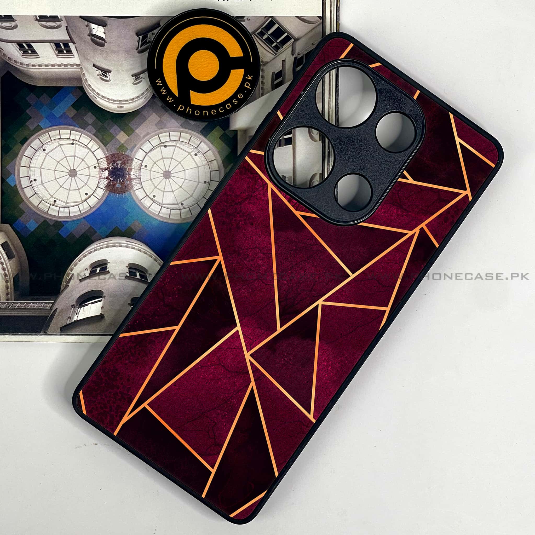Redmi Note 13 Pro 4G - Geometric Marble Series - Premium Metal Printed soft Bumper shock Proof Case