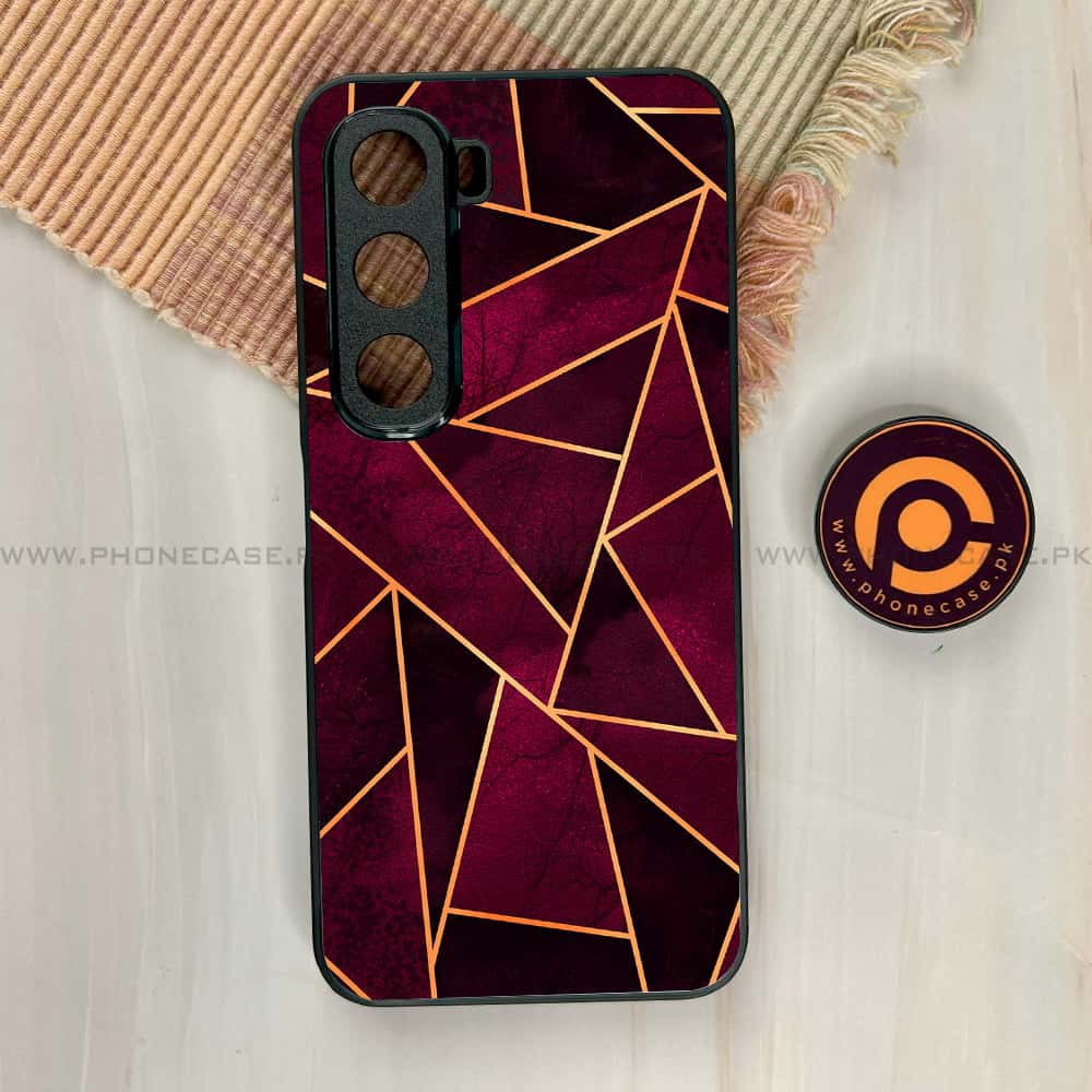 Infinix Hot 60i - Geometric Marble Series - Premium Metal Printed soft Bumper shock Proof Case