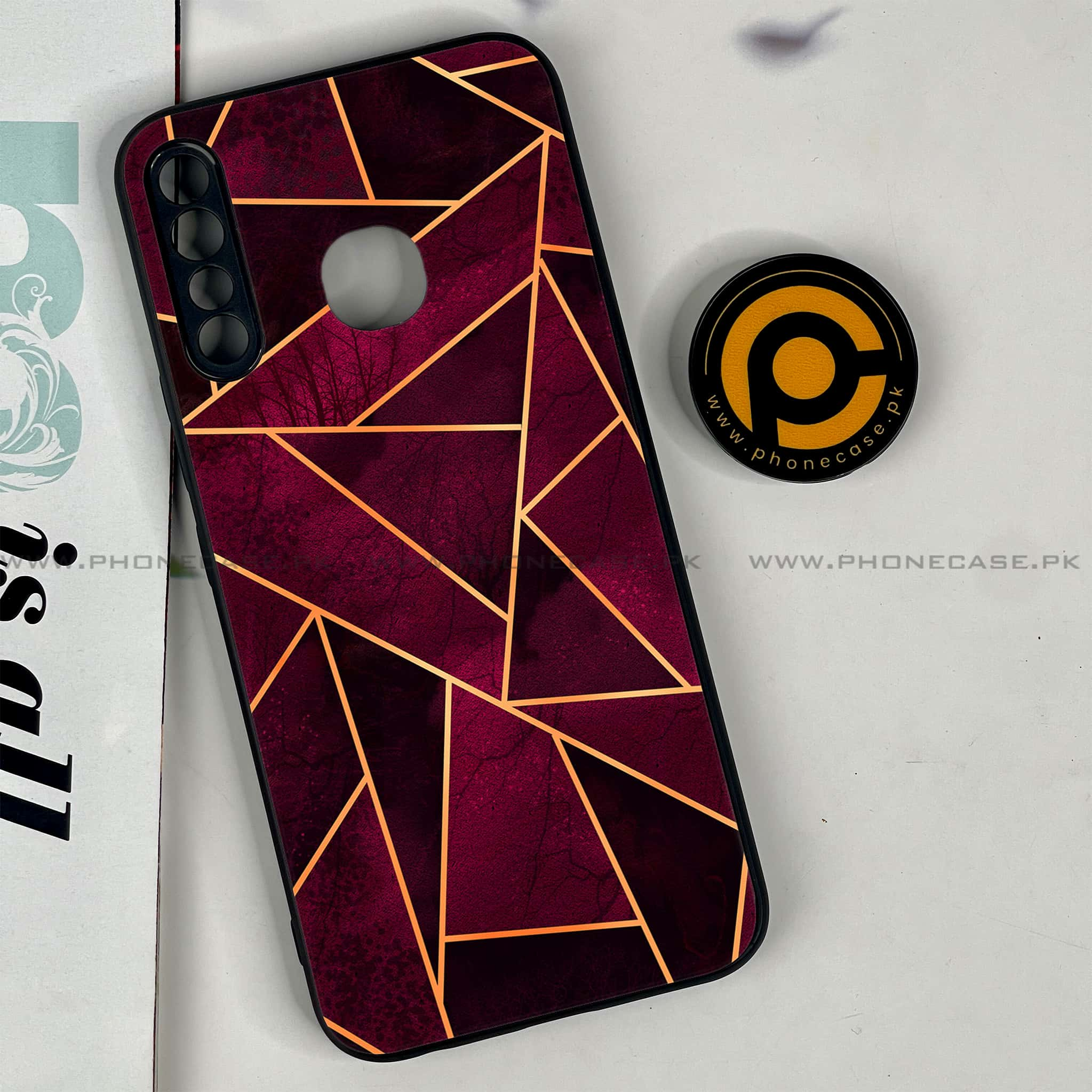 Infinix Hot 8 Lite - Geometric Marble Series - Premium Printed Glass soft Bumper shock Proof Case