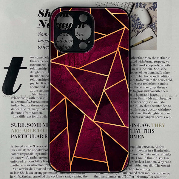 iPhone 15 Pro Max - Geometric Marble Design 4 - Premium Printed Glass soft Bumper shock Proof Case CS-18255