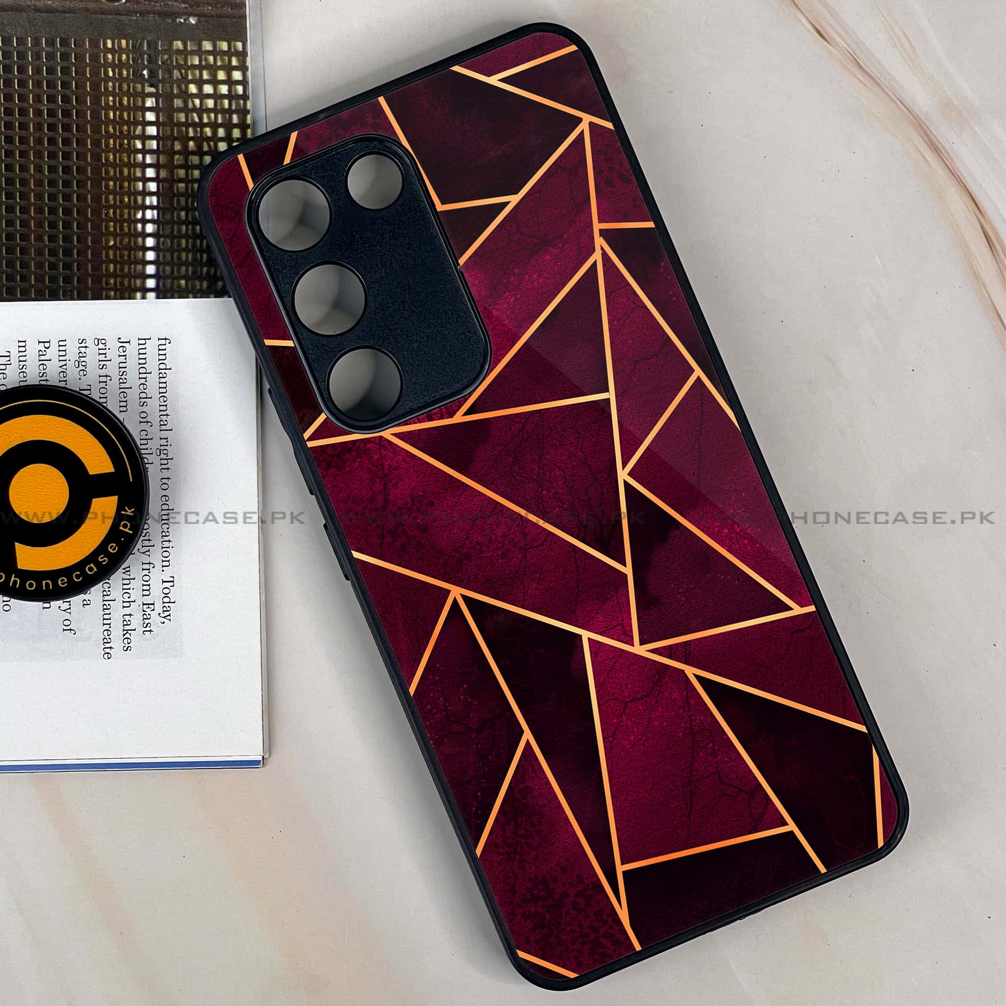 Vivo Y200e - Geometric Marble Series - Premium Metal Printed soft Bumper shock Proof Case