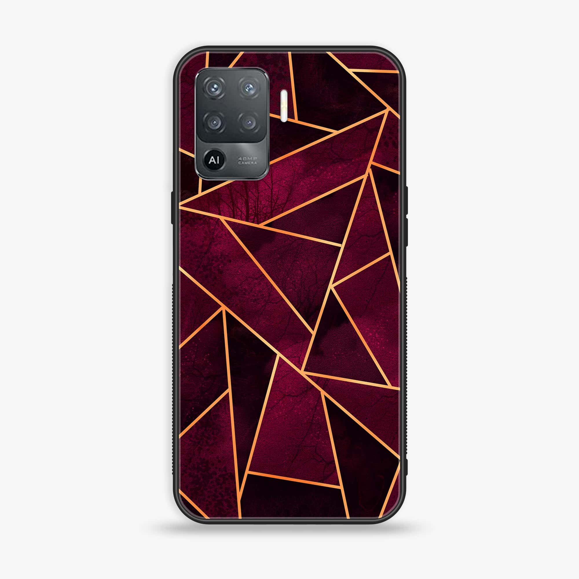 Oppo F19 Pro - Geometric Marble Series - Premium Printed Glass soft Bumper shock Proof Case