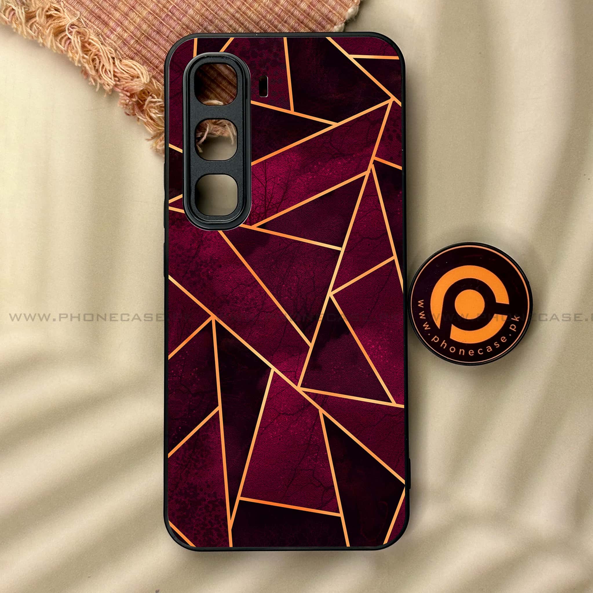 Infinix Hot 60 Pro - Geometric Marble Series - Premium Metal Printed soft Bumper shock Proof Case