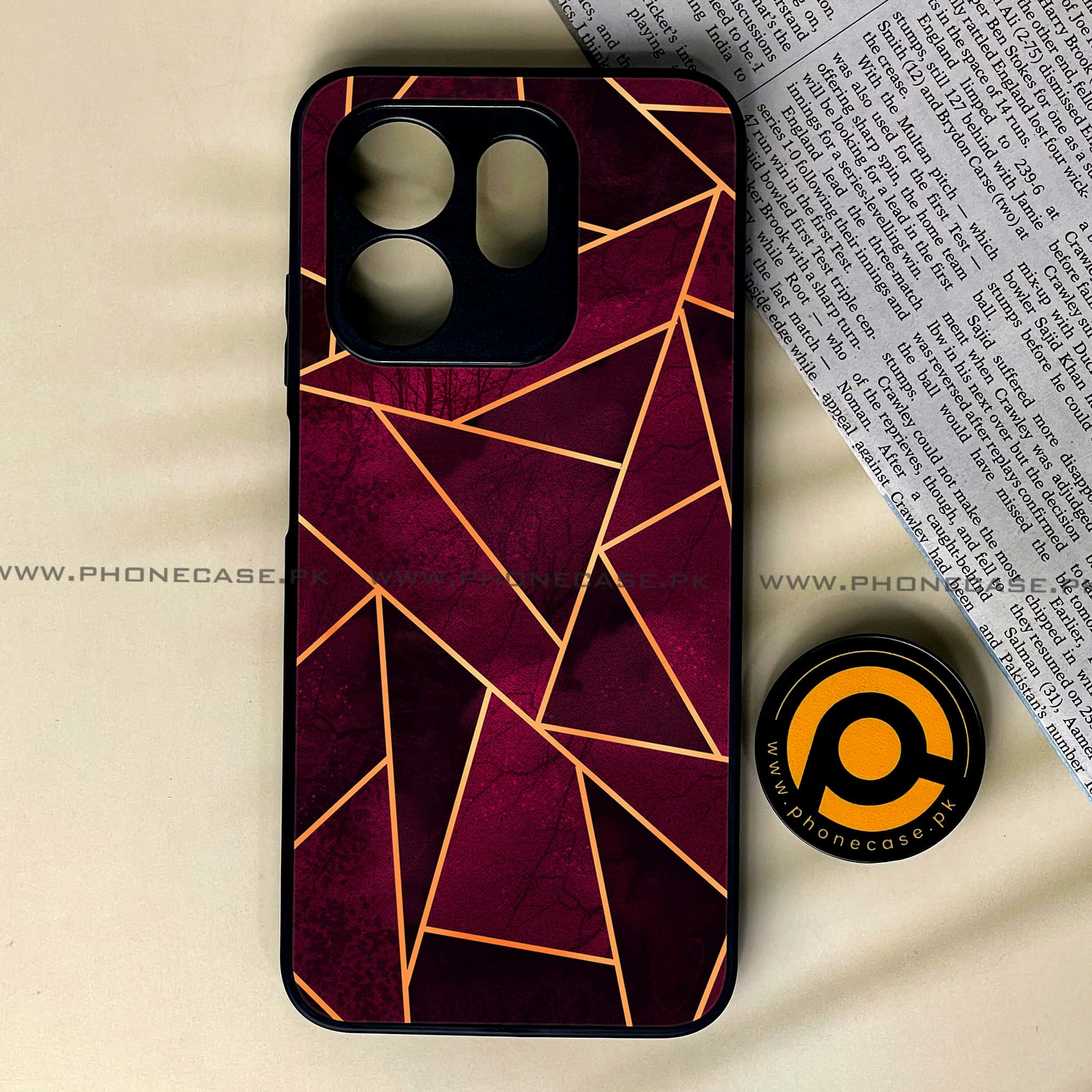 Infinix Hot 50i -  Geometric Marble Series - Premium Printed Glass soft Bumper shock Proof Case