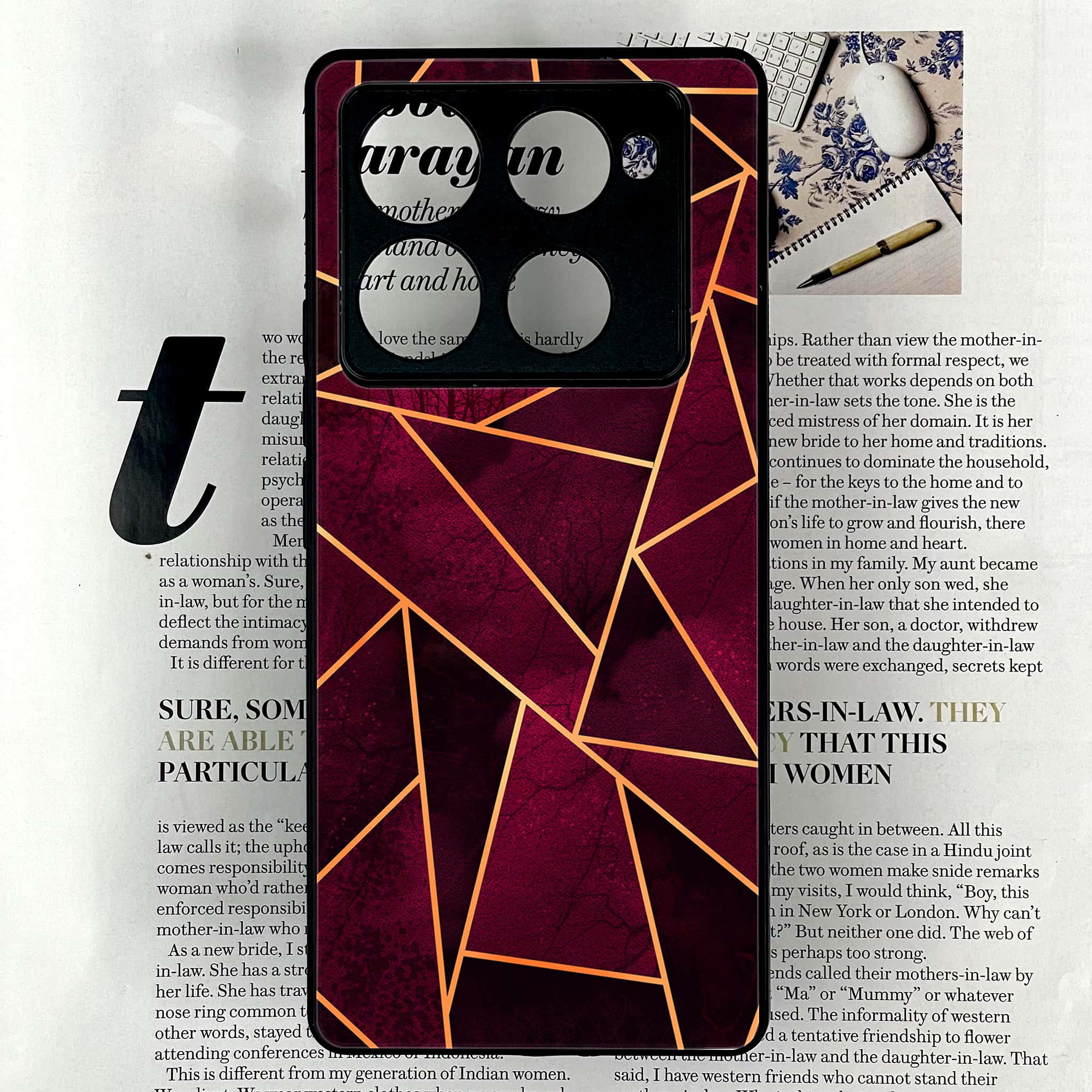 Infinix Note 40 Pro Plus - Geometric Marble Series - Premium Metal Printed soft Bumper shock Proof Case