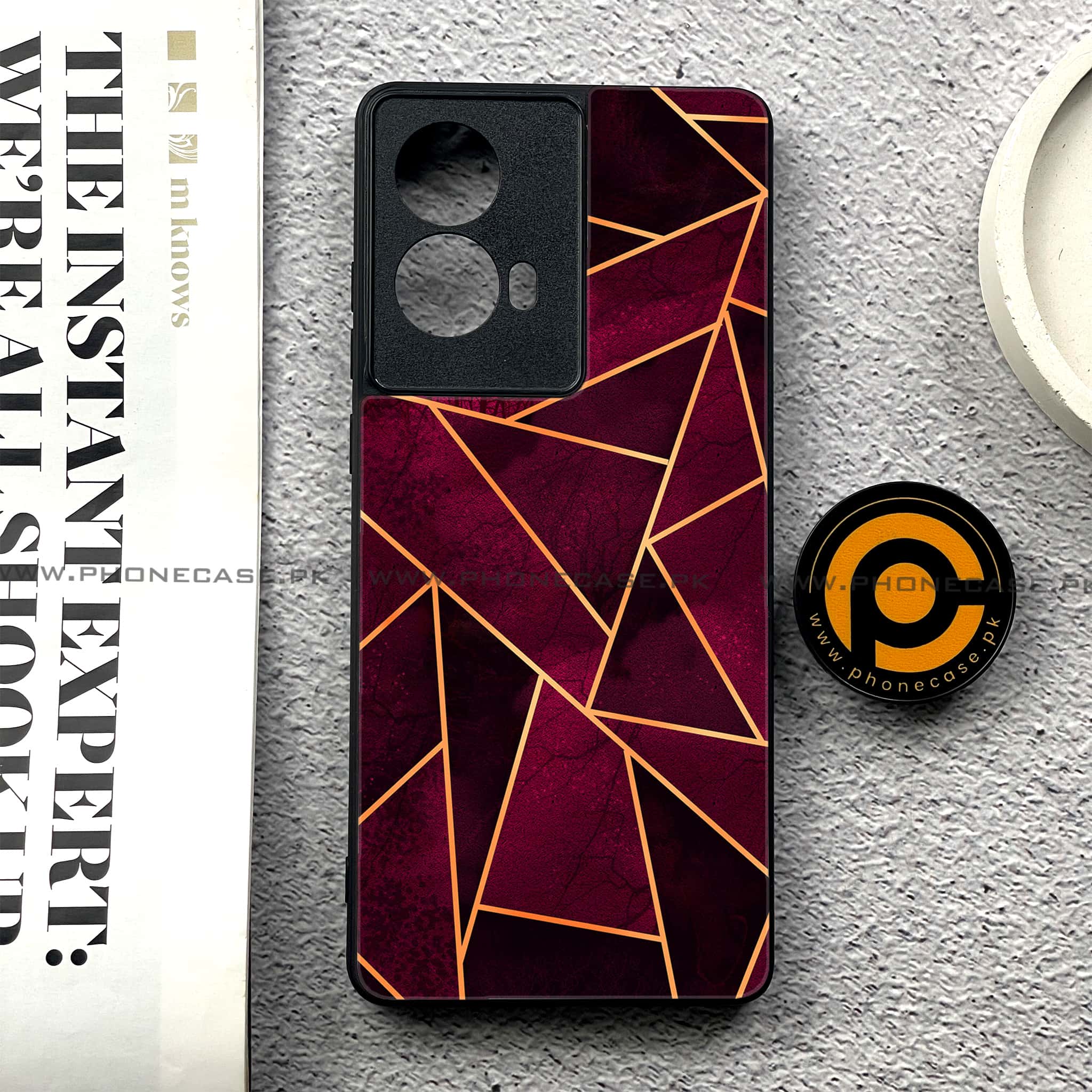 Moto G85 - Geometric Marble Series - Premium Printed Glass soft Bumper shock Proof Case
