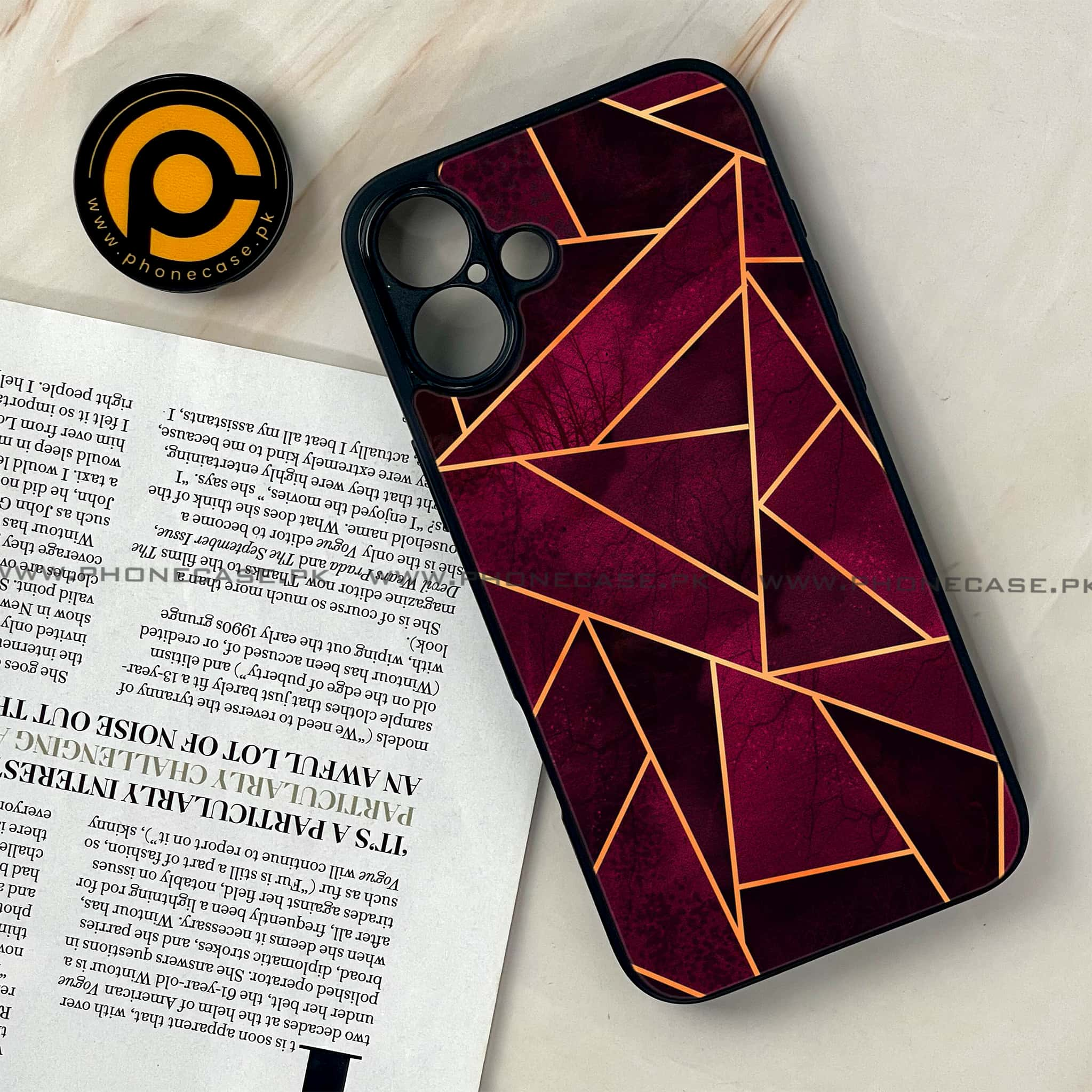 iPhone 16 - Geometric Marble Series - Premium Printed Glass soft Bumper shock Proof Case