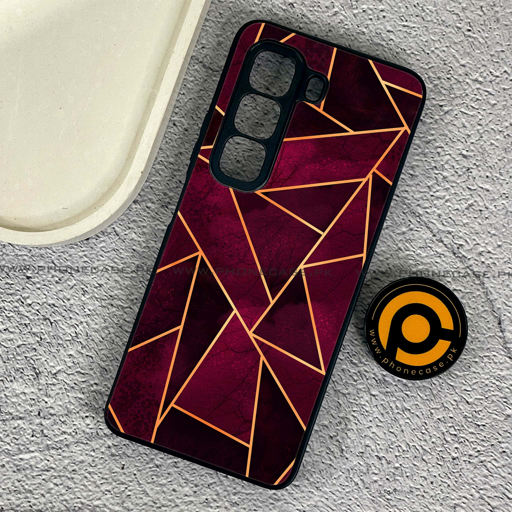 Infinix Hot 50 Pro - Geometric Marble Series - Premium Printed Glass soft Bumper shock Proof Case