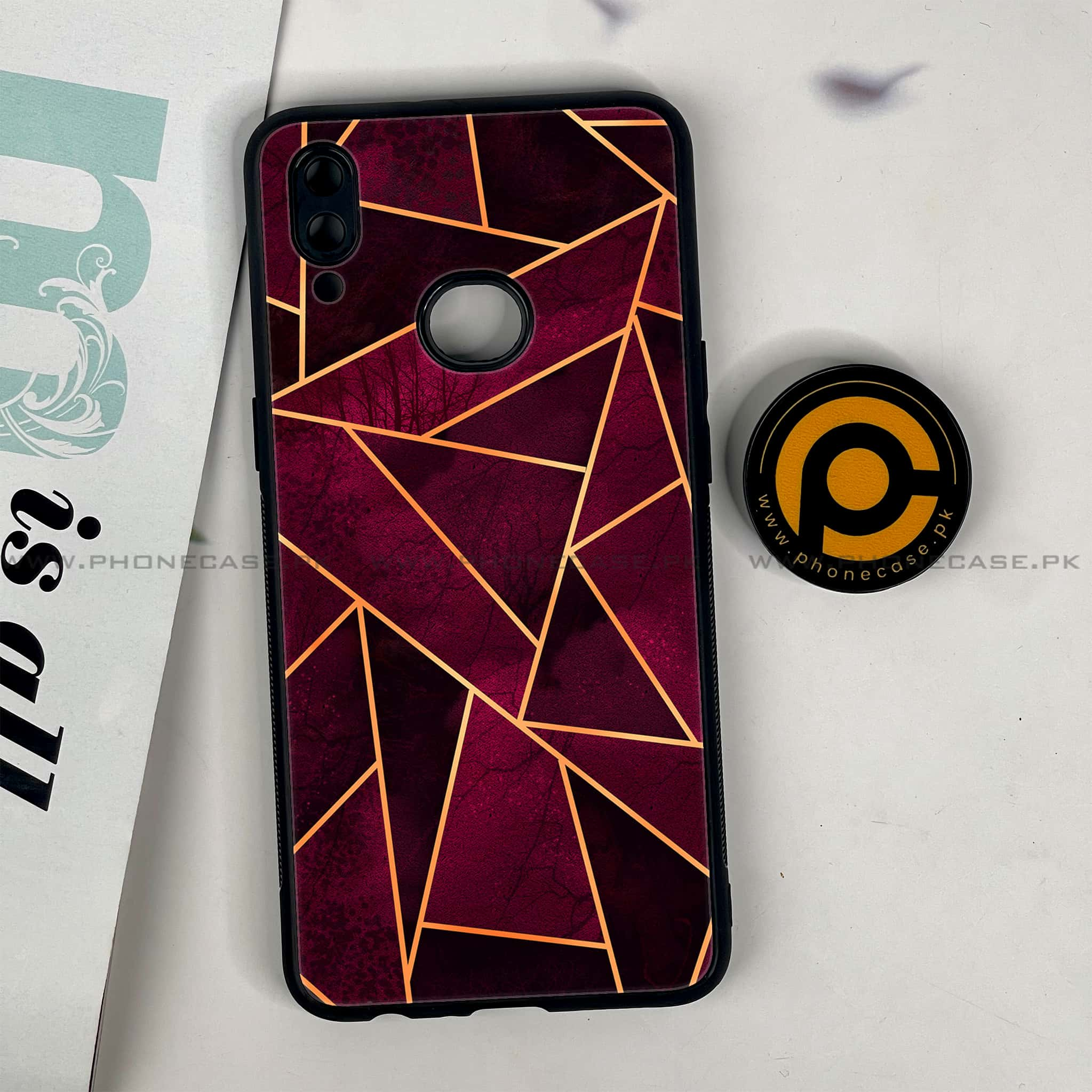 Galaxy A10s - Geometric Marble Series - Premium Printed Glass soft Bumper shock Proof Case