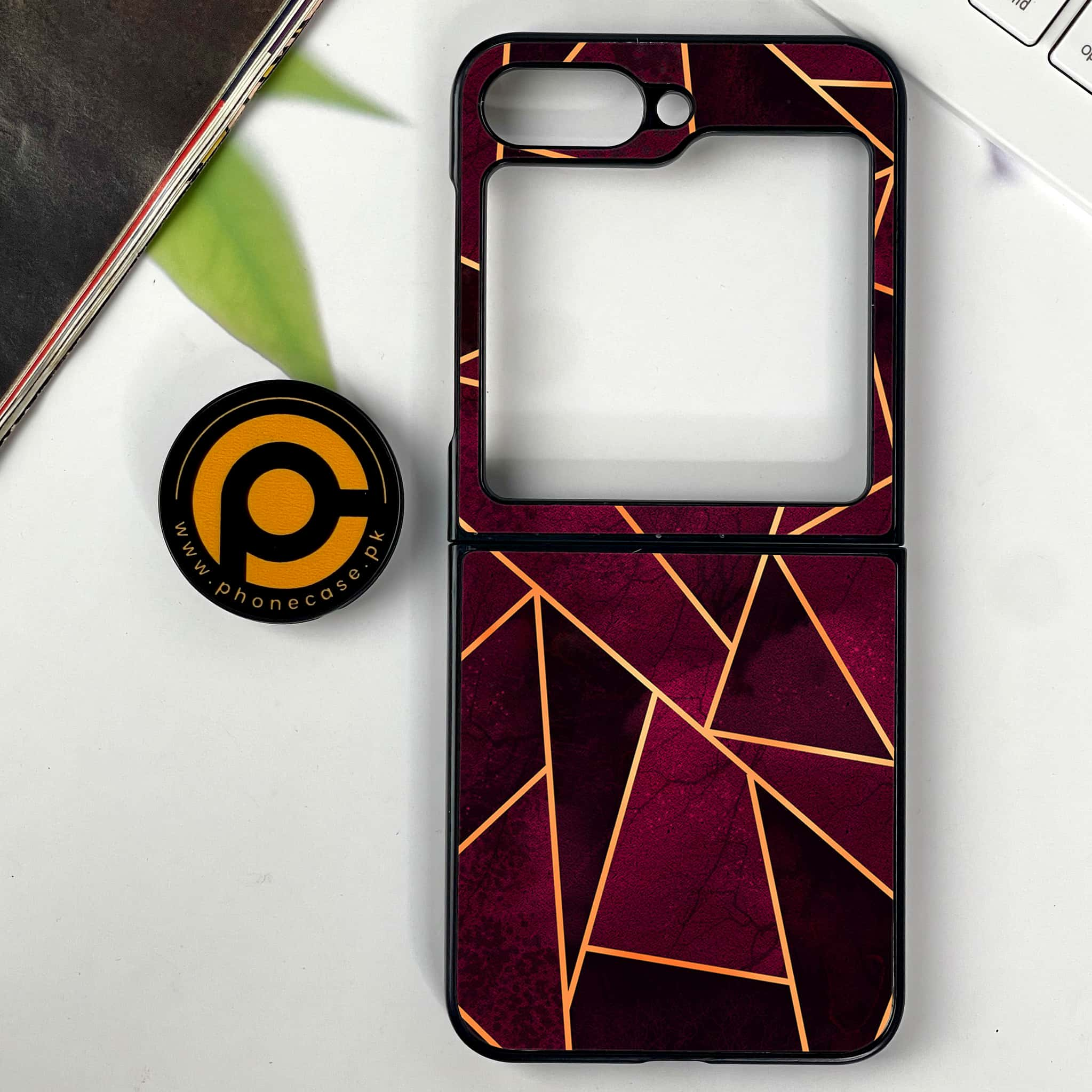 Galaxy Z Flip 6 - Geometric Marble Series - Premium Printed Glass soft Bumper shock Proof Case