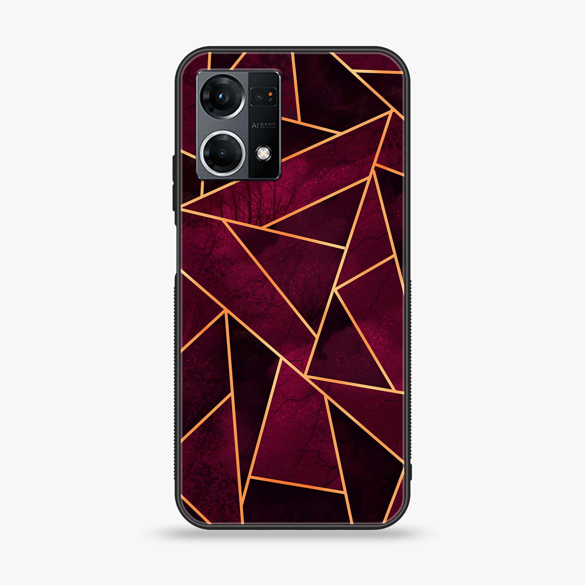 Oppo Reno 7 - Geometric Marble Series - Premium Printed Glass soft Bumper shock Proof Case