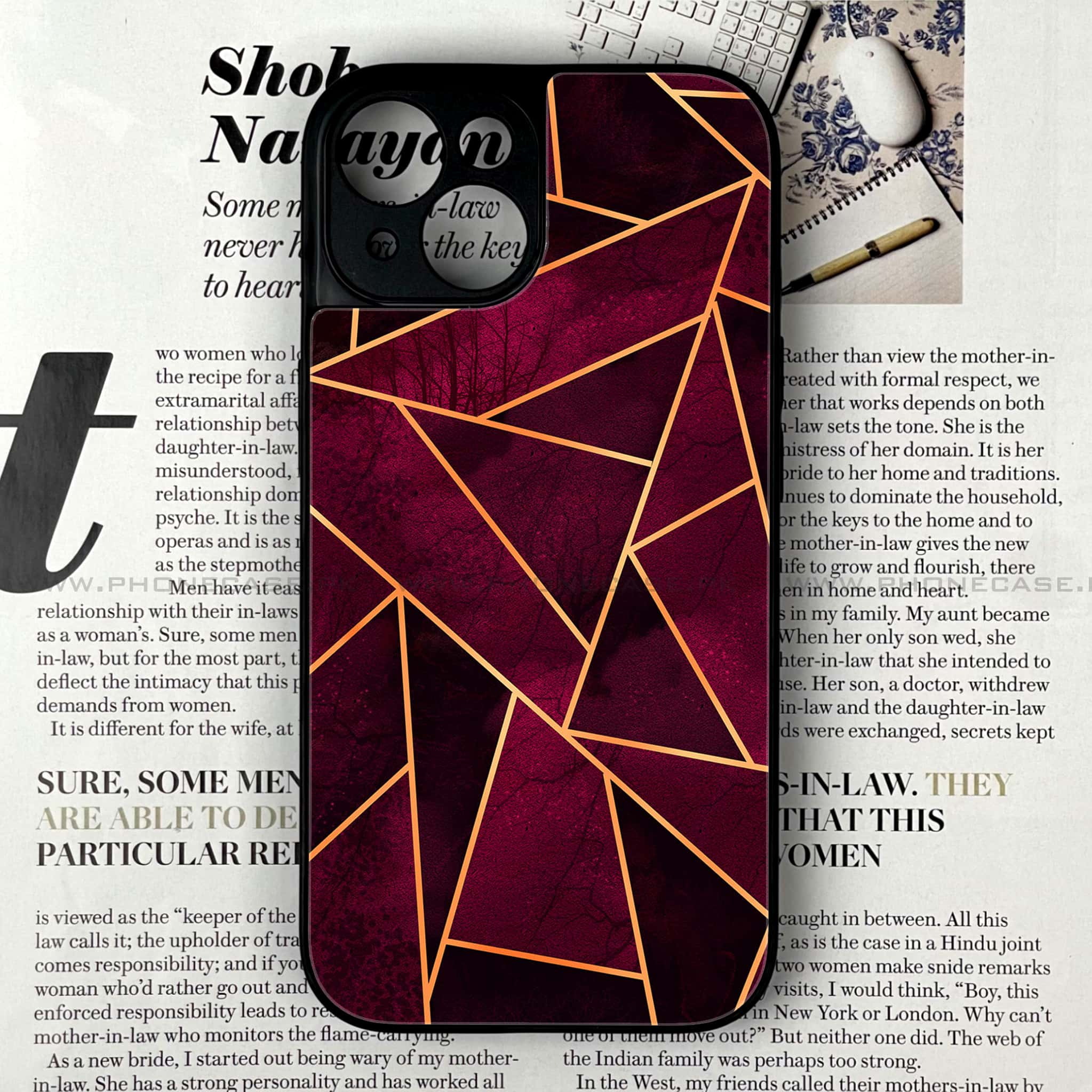 iPhone 14 - Geometric Marble Series - Premium Printed Glass soft Bumper shock Proof Case