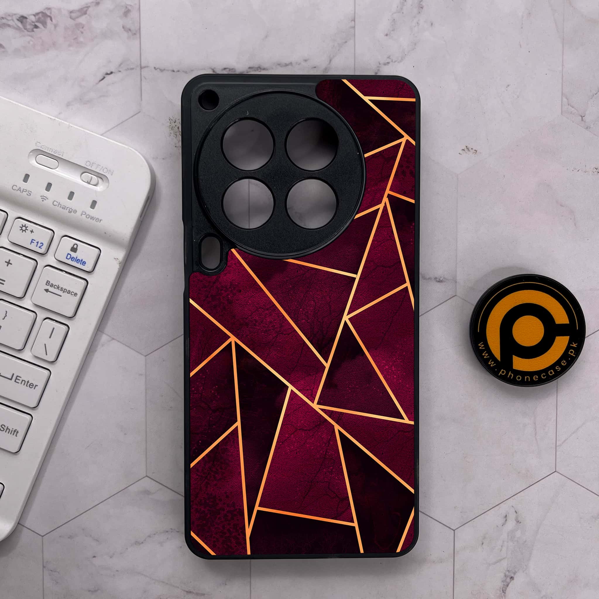 Tecno Camon 30 Premier - Geometric Marble Series - Premium Metal Printed soft Bumper shock Proof Case