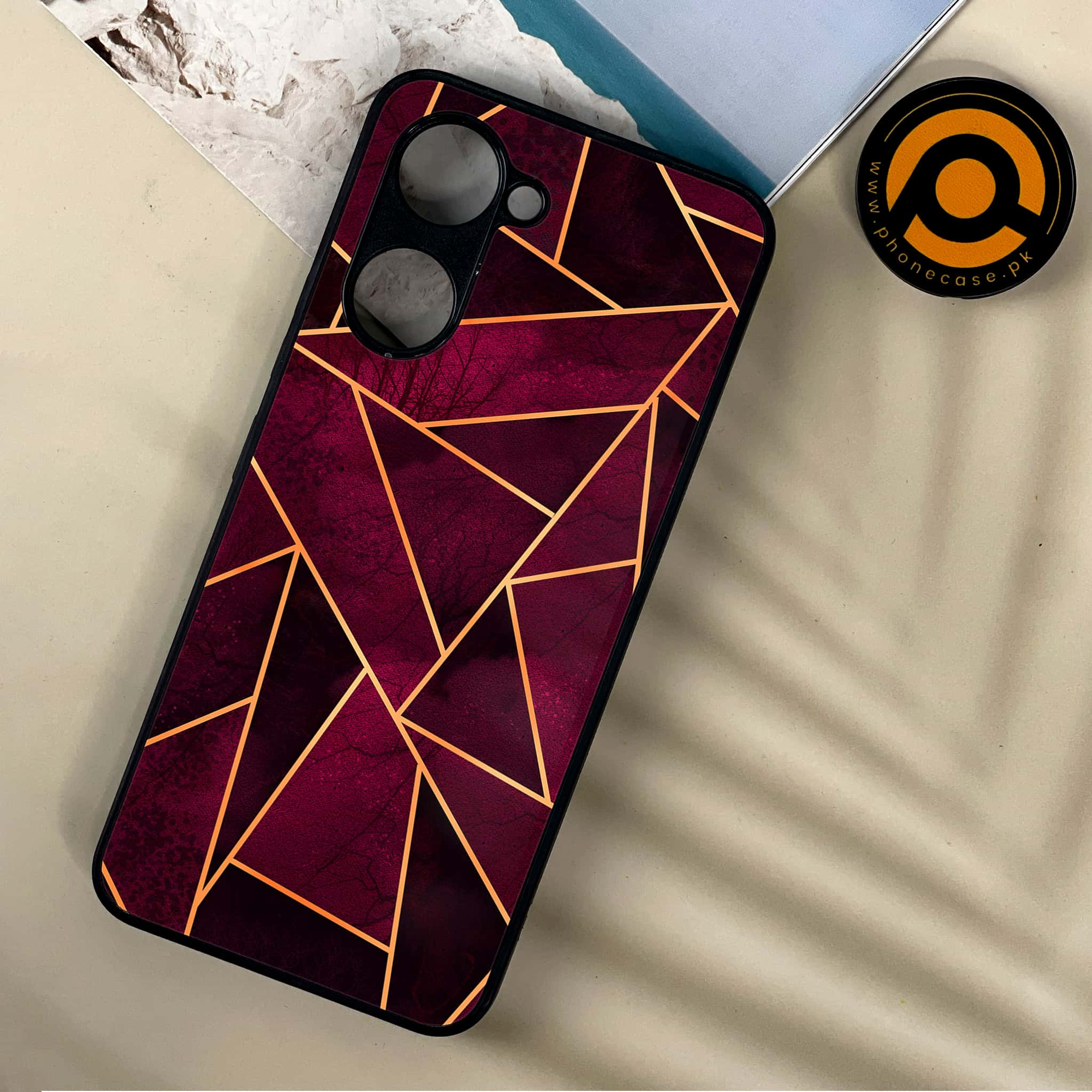 Vivo Y03 - Geometric Marble Series - Premium Printed Metal soft Bumper shock Proof Case