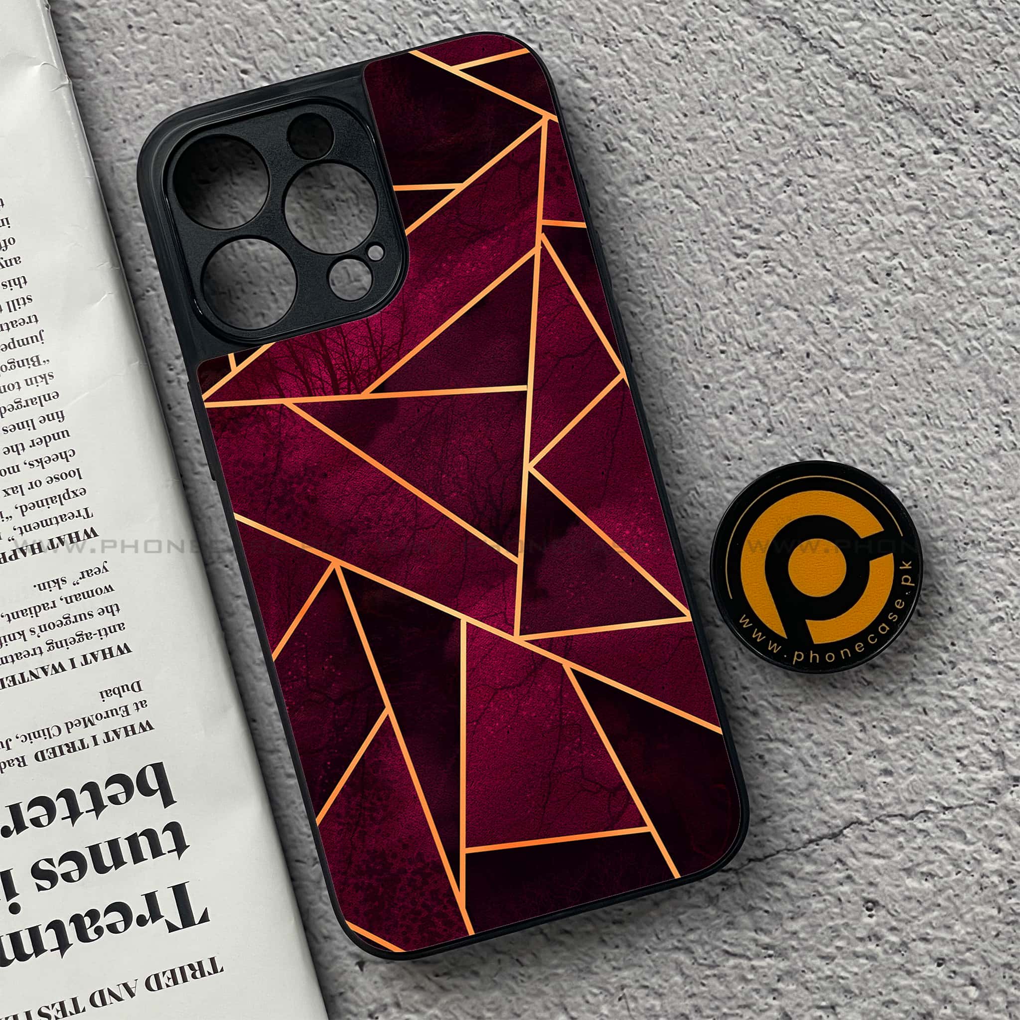 iPhone 15 Pro - Geometric Marble Series - Premium Metal Printed soft Bumper shock Proof Case