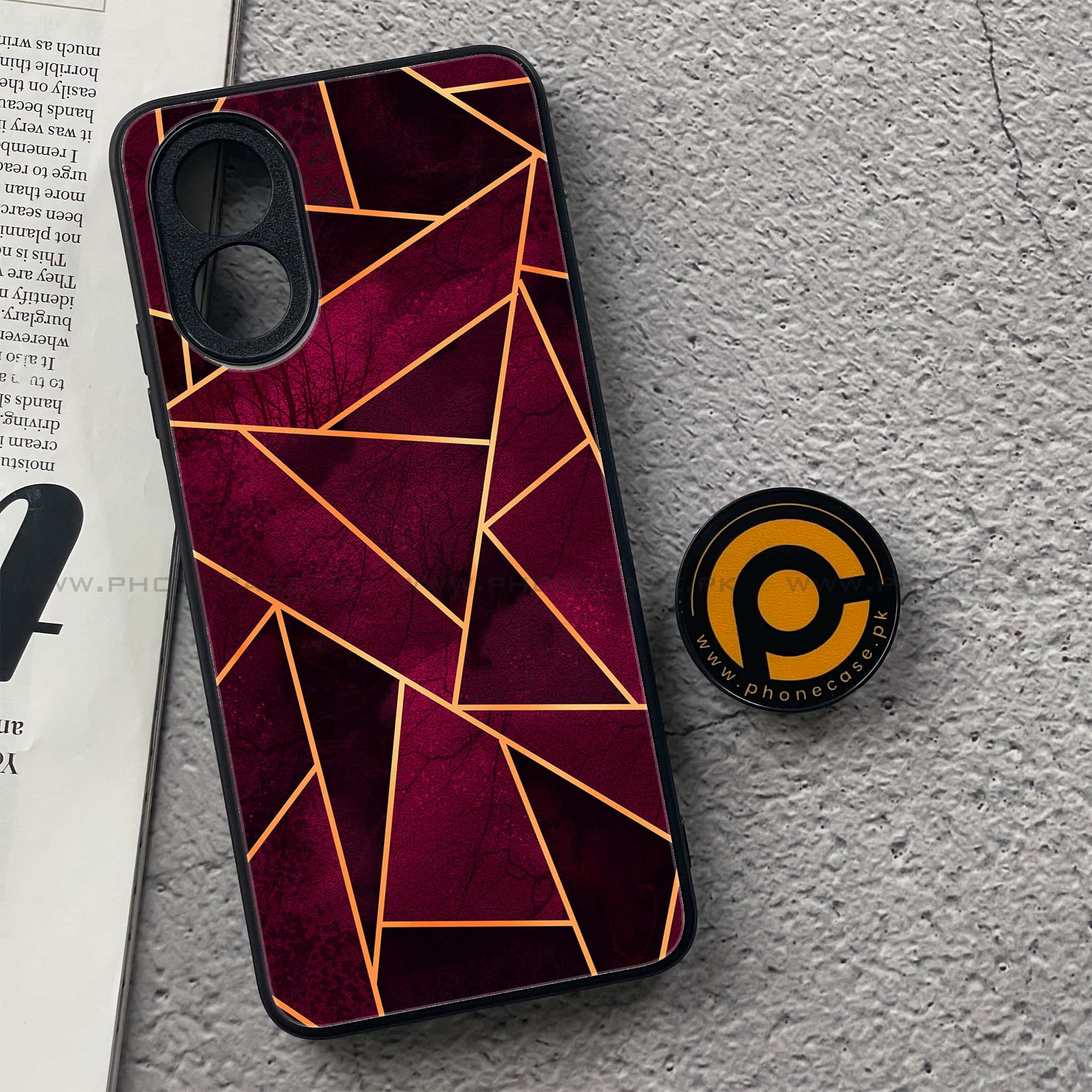 Oppo A18 4G - Geometric Marble Series  - Premium Printed Glass soft Bumper shock Proof Case