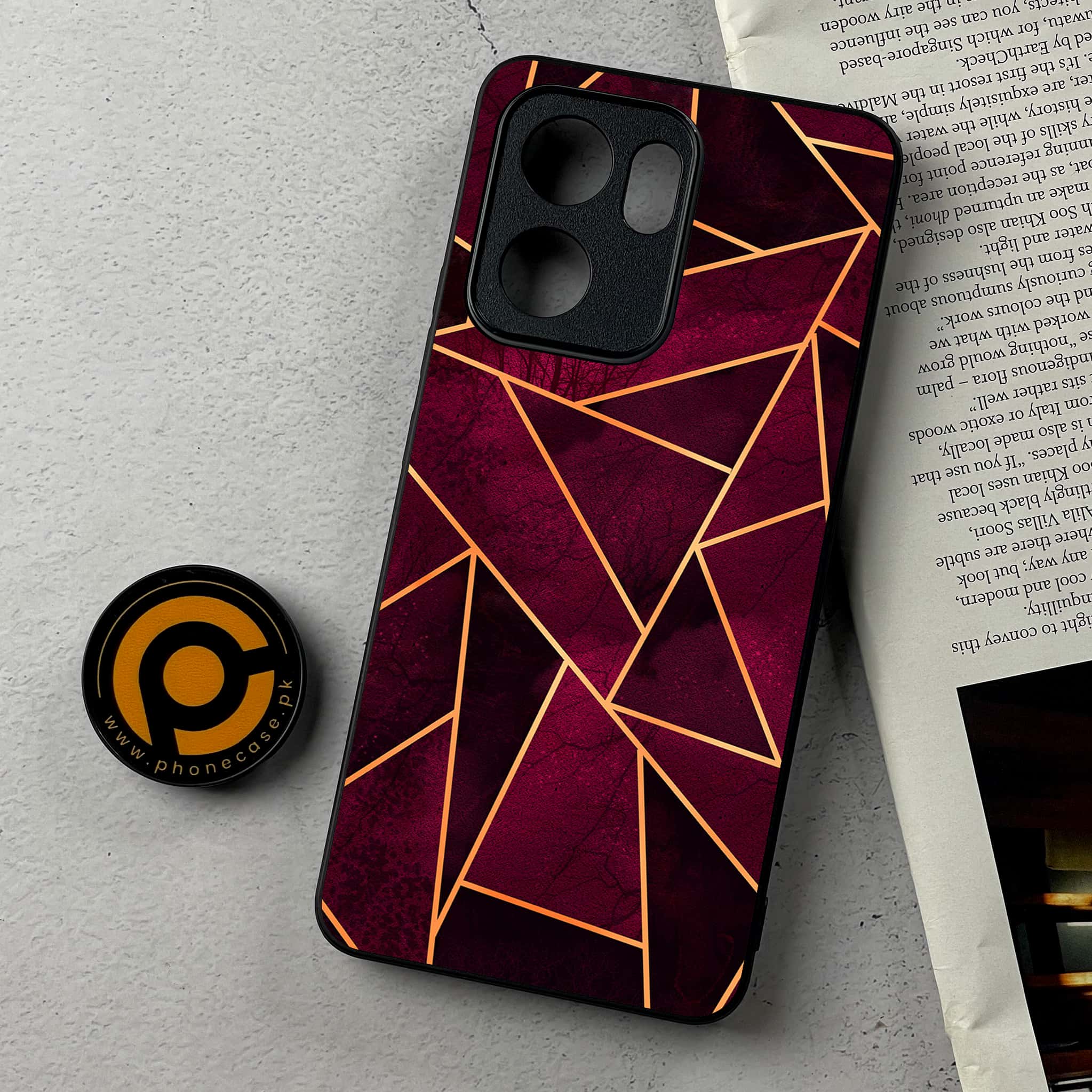 Oppo Reno 13F - Geometric Marble Series - Premium Metal Printed Soft Bumper Shockproof Case