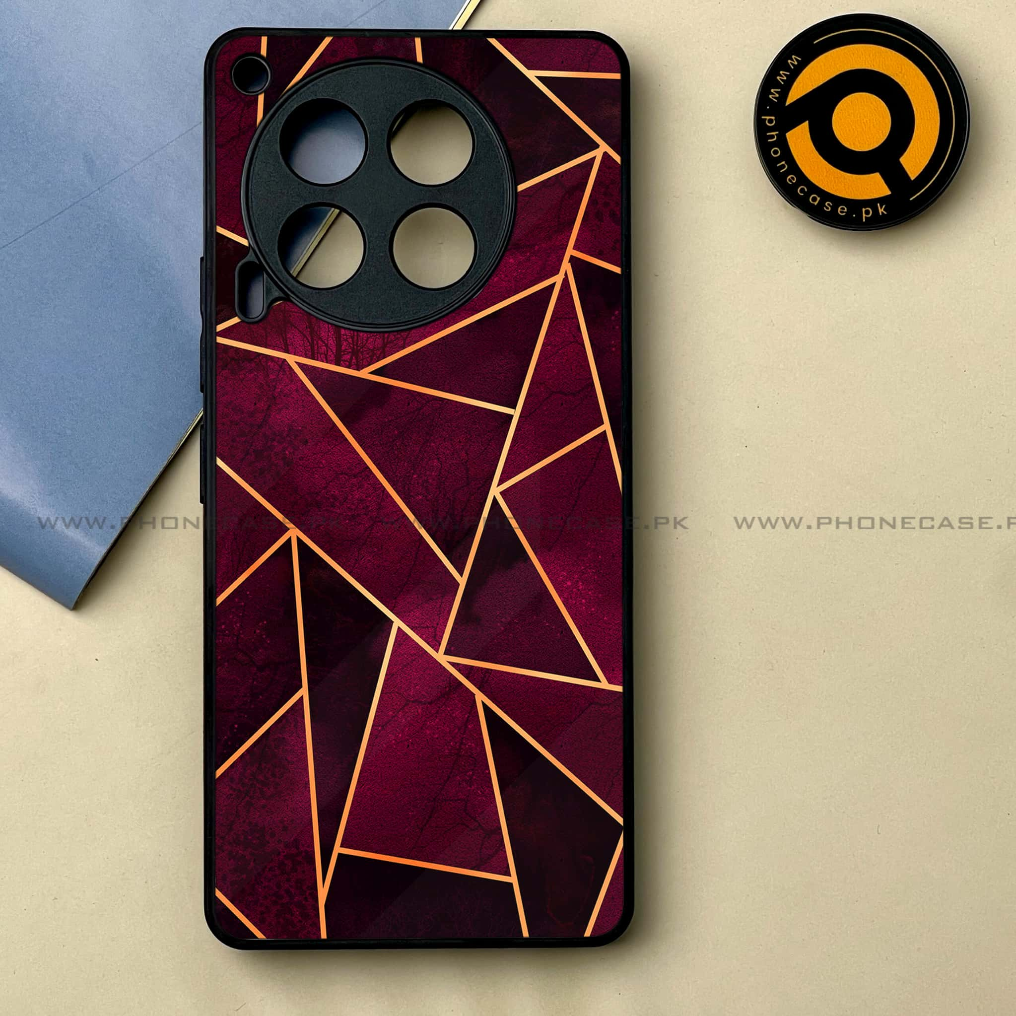 Tecno Camon 30 - Geometric Marble Series -  Premium Printed Metal soft Bumper shock Proof Case