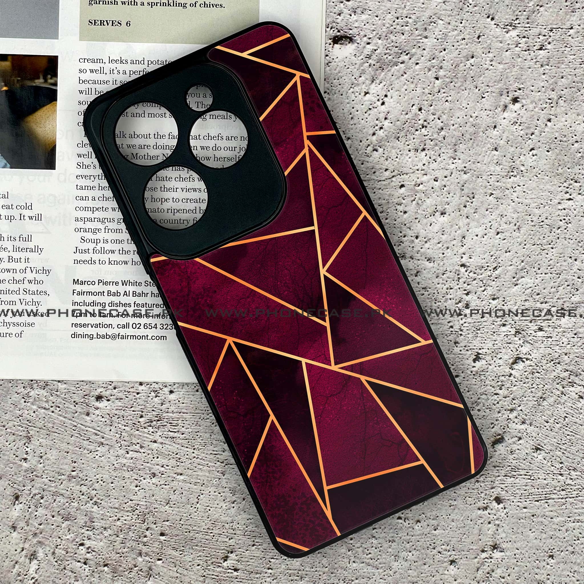 Infinix Hot 40 Pro - Geometric Marble Series - Premium Printed Glass soft Bumper shock Proof Case