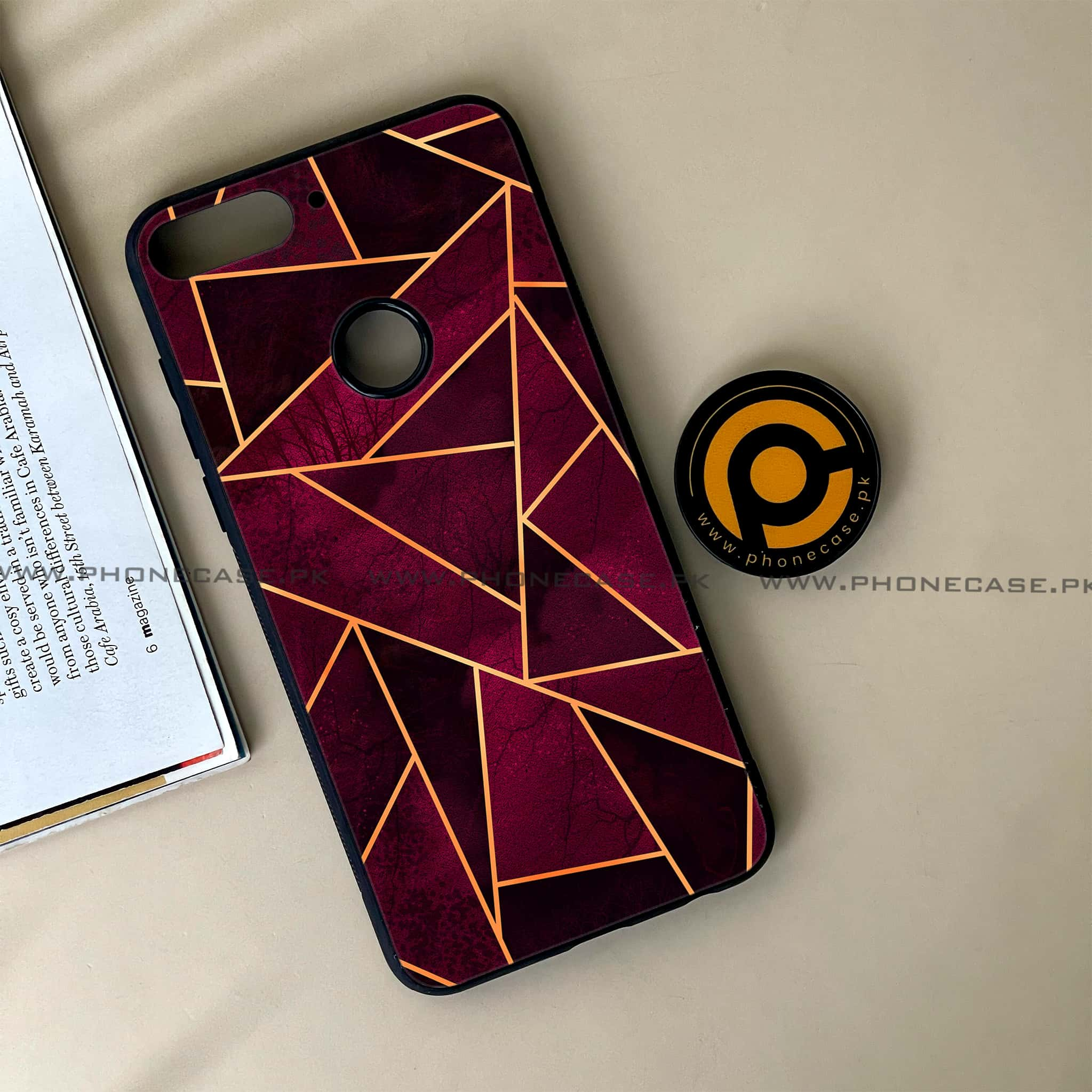 Huawei Y7 Prime (2018) - Geometric Marble Series - Premium Printed Glass soft Bumper shock Proof Case