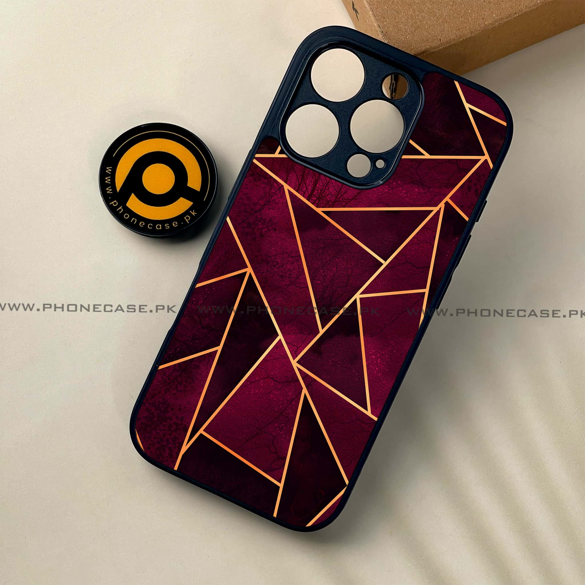 iPhone 16 Pro - Geometric Marble Series - Premium Printed Glass soft Bumper shock Proof Case