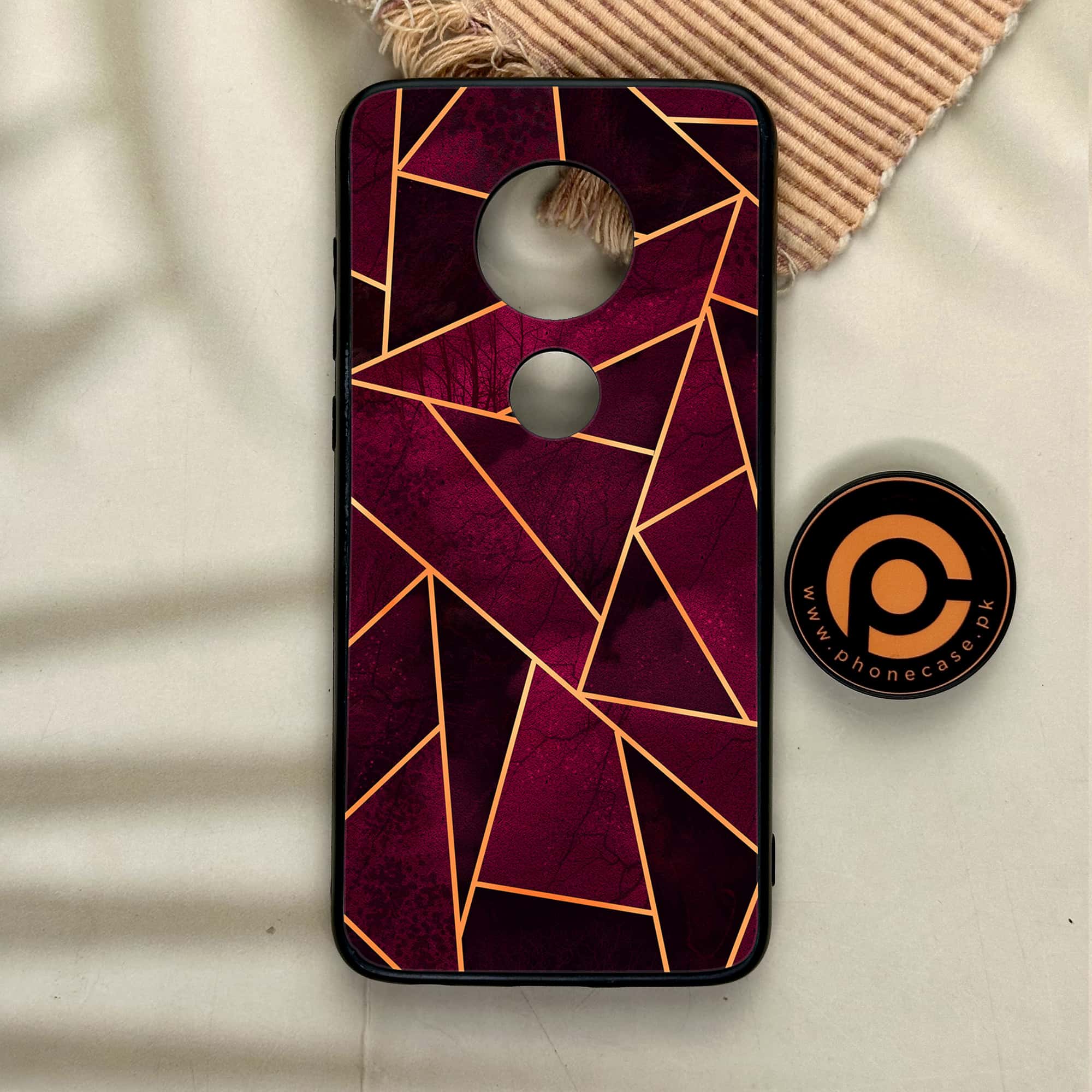 Moto G7 - Geometric Marble Series - Premium Printed Glass soft Bumper shock Proof Case