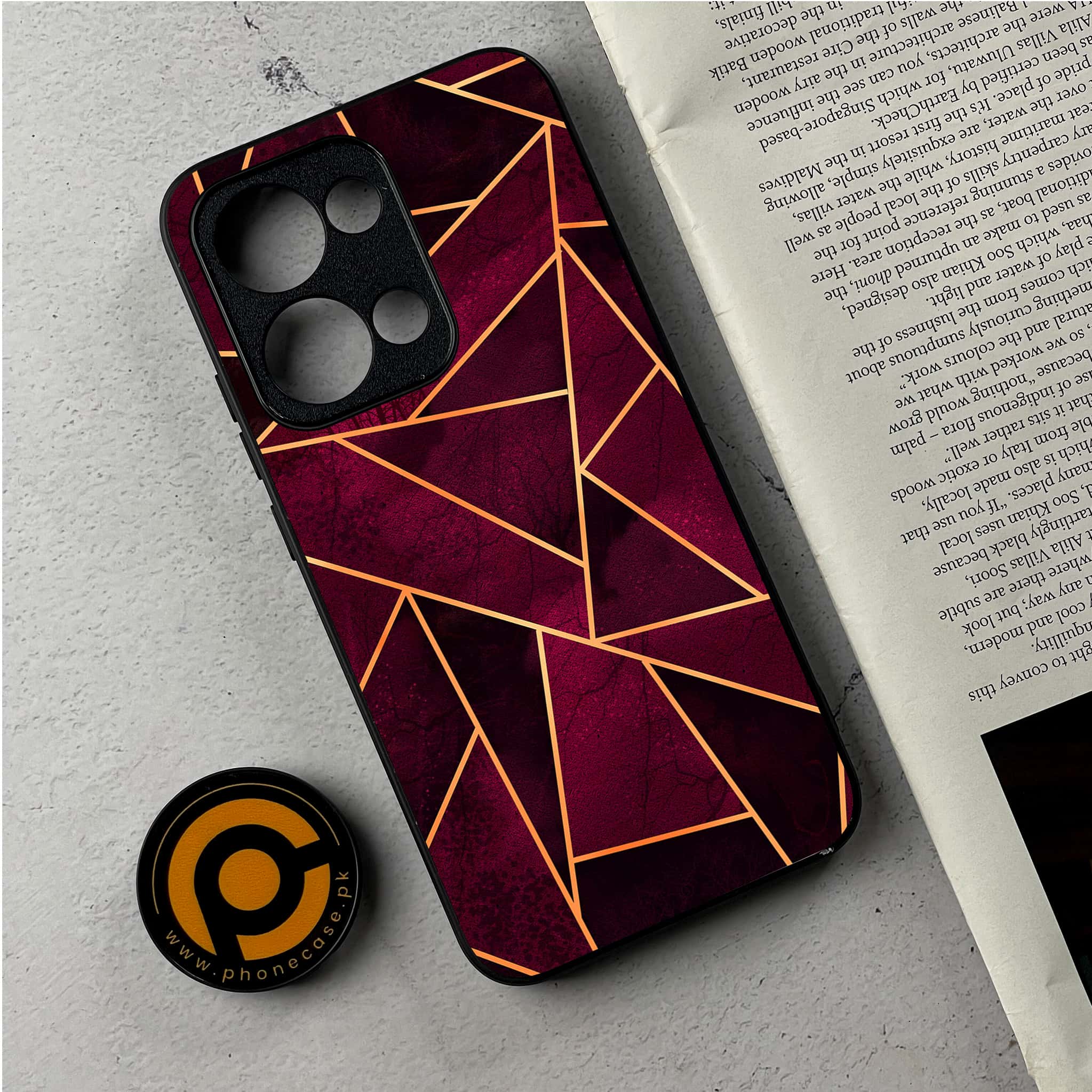 Oppo Reno 13 - Geometric Marble Series - Premium Metal Printed Soft Bumper Shockproof Case