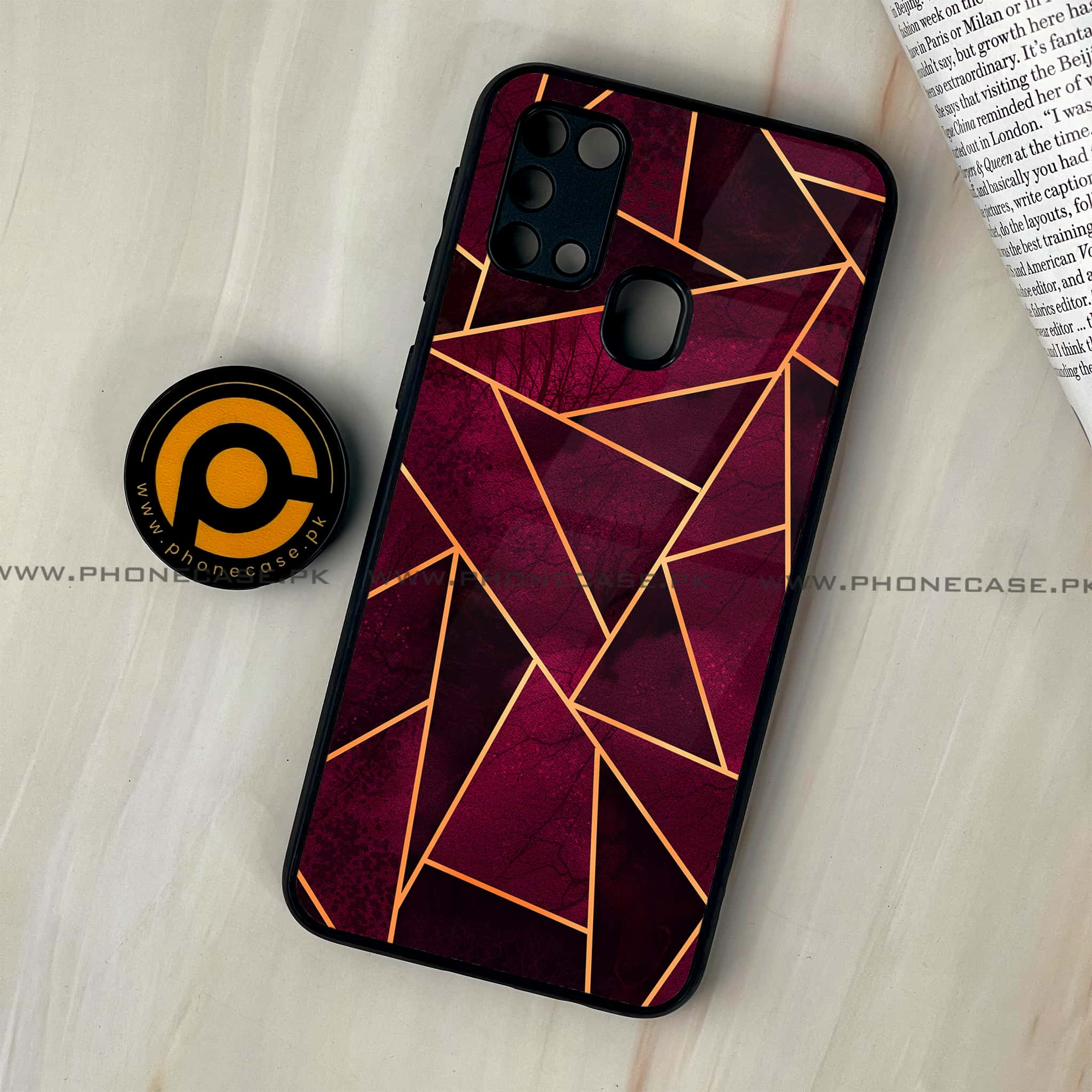 Galaxy M31 - Geometric Marble Series - Premium Printed Glass soft Bumper shock Proof Case