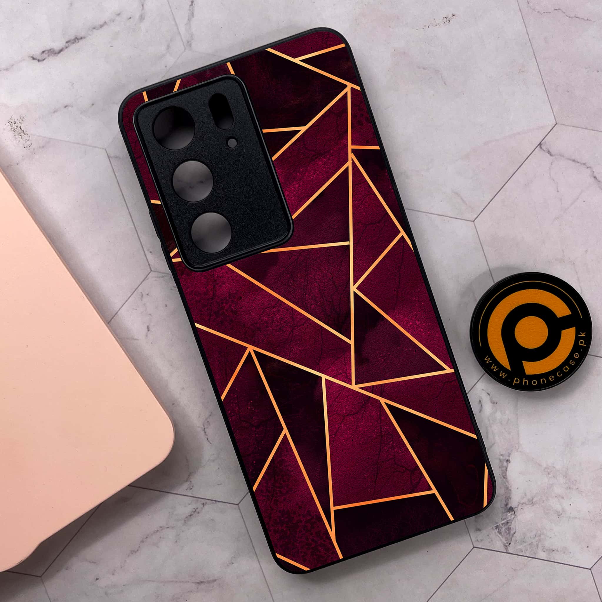 Realme C75x 4G - Geometric Marble Series - Premium Metal Printed soft Bumper shock Proof Case