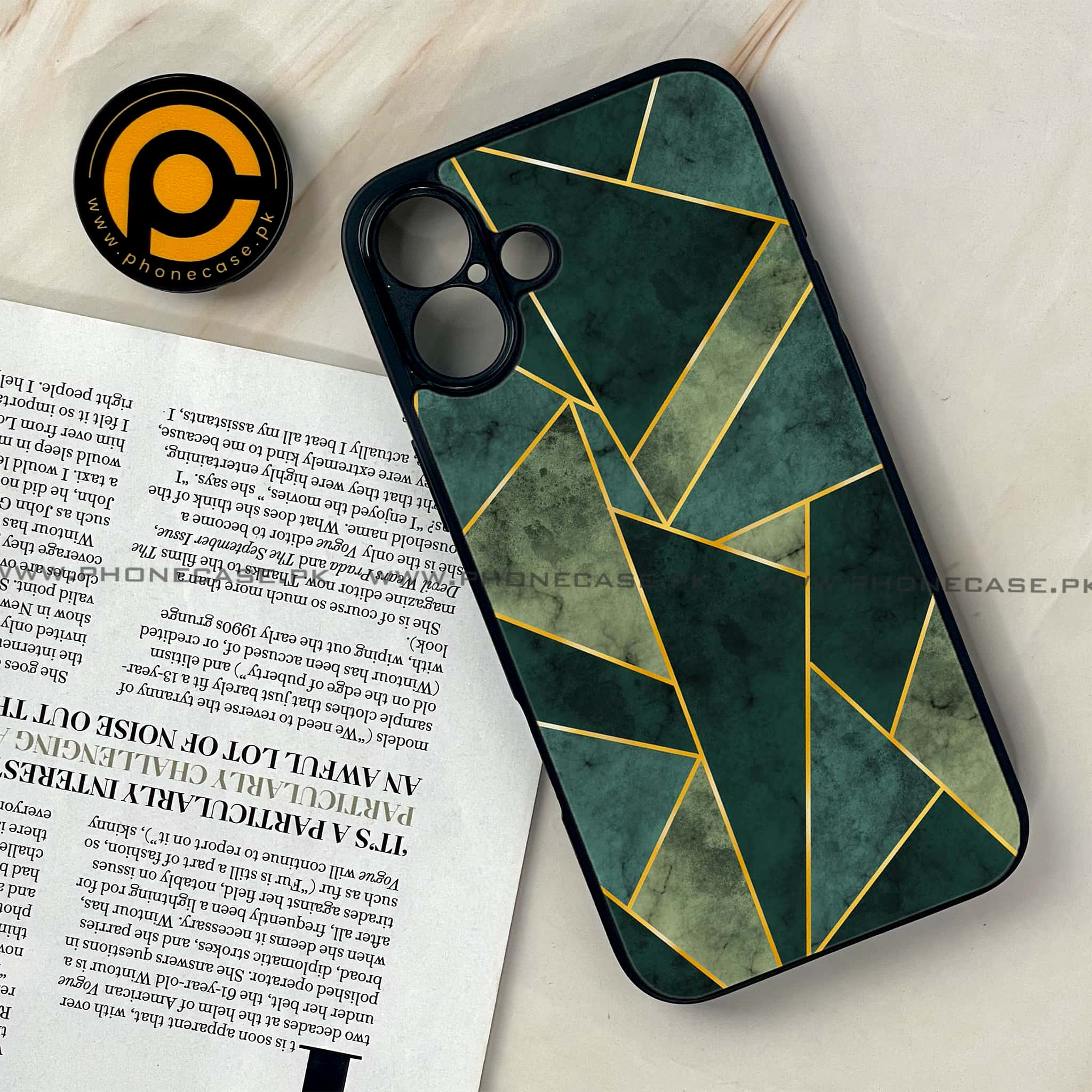 iPhone 16 - Geometric Marble Series - Premium Printed Glass soft Bumper shock Proof Case