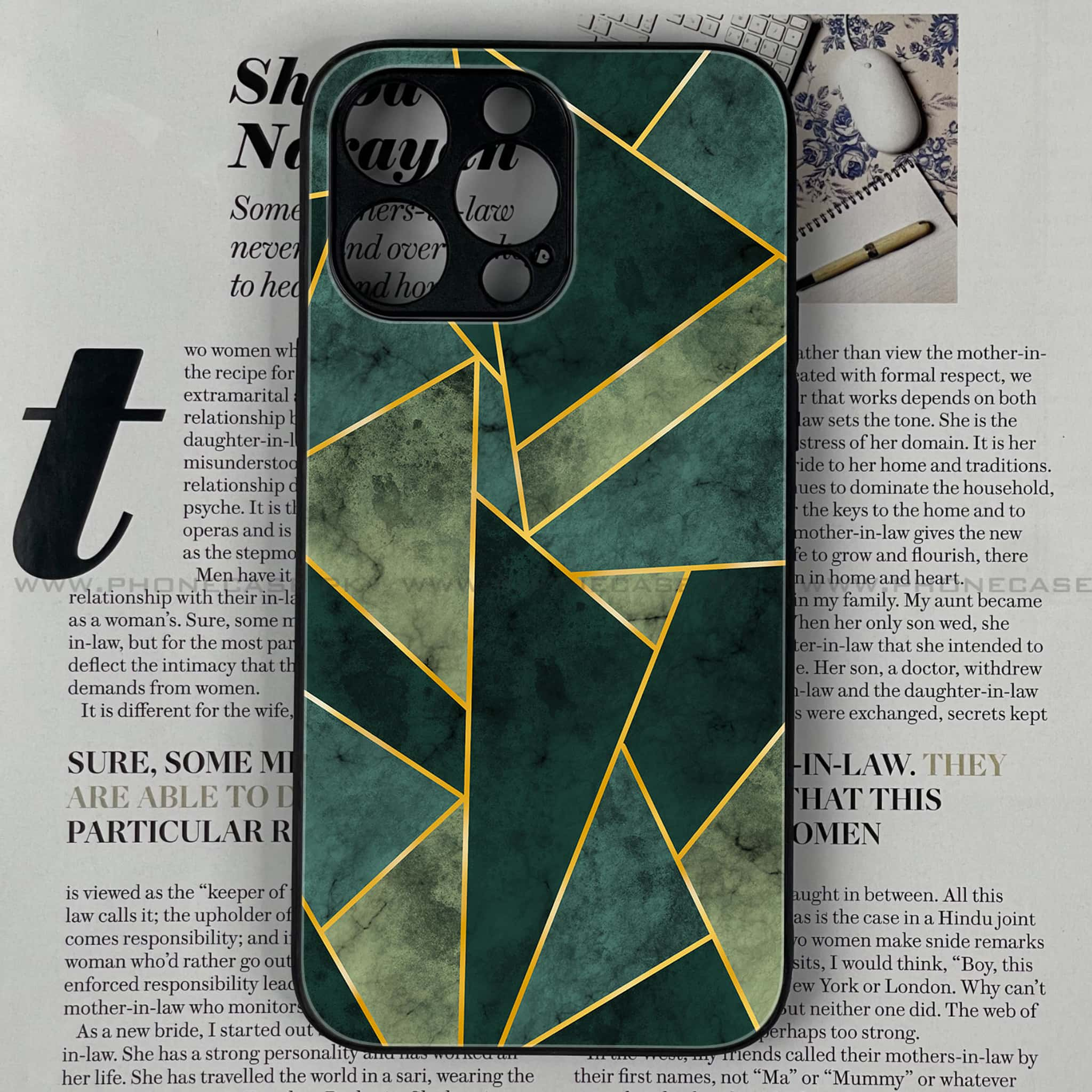 iPhone 14 Pro  - Geometric Marble Series - Premium Printed Glass soft Bumper shock Proof Case