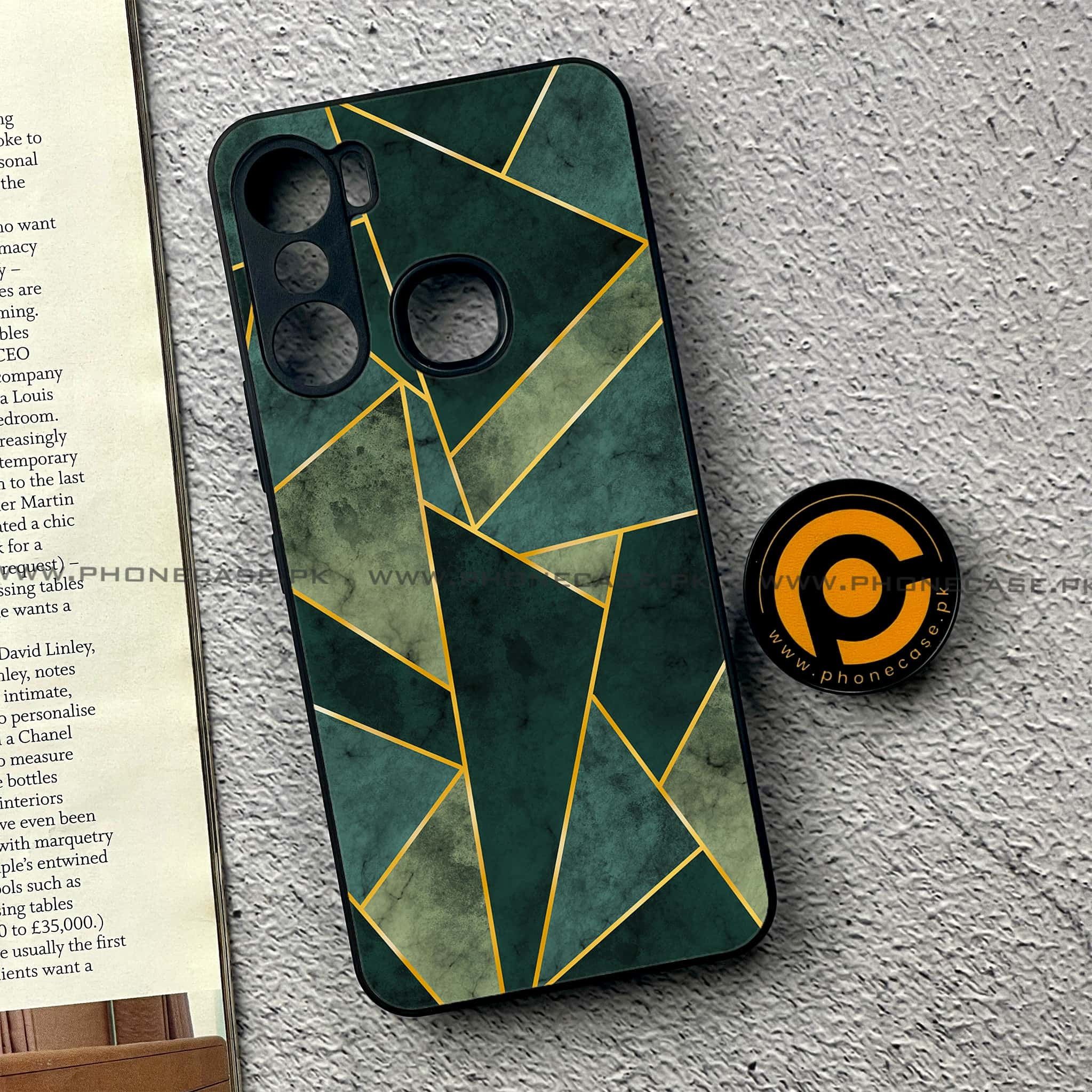 Infinix Hot 12 Pro - Geometric Marble Series - Premium Printed Glass soft Bumper shock Proof Case