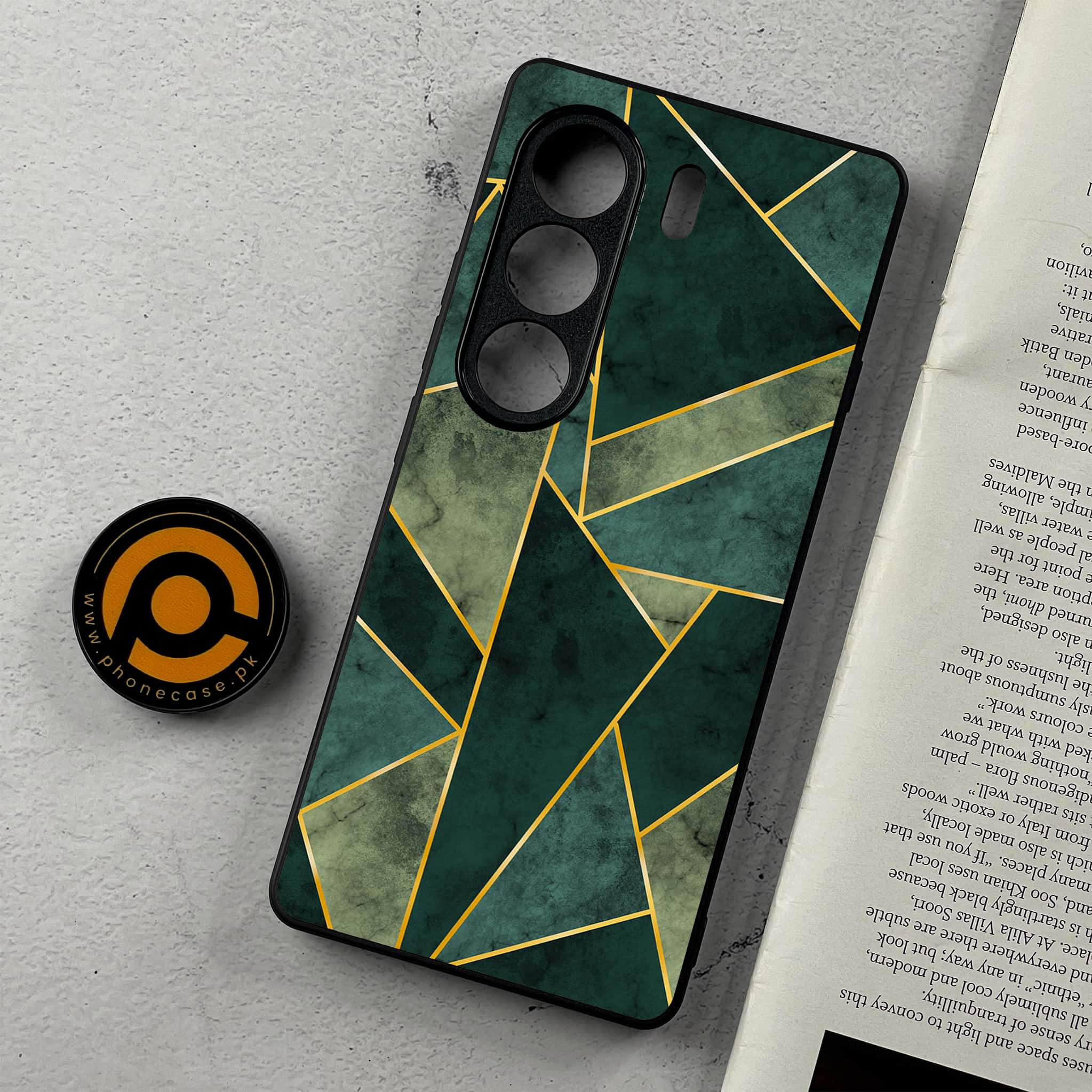 Tecno Camon 40 - Geometric Marble Series - Premium Metal Printed Soft Bumper Shockproof Case